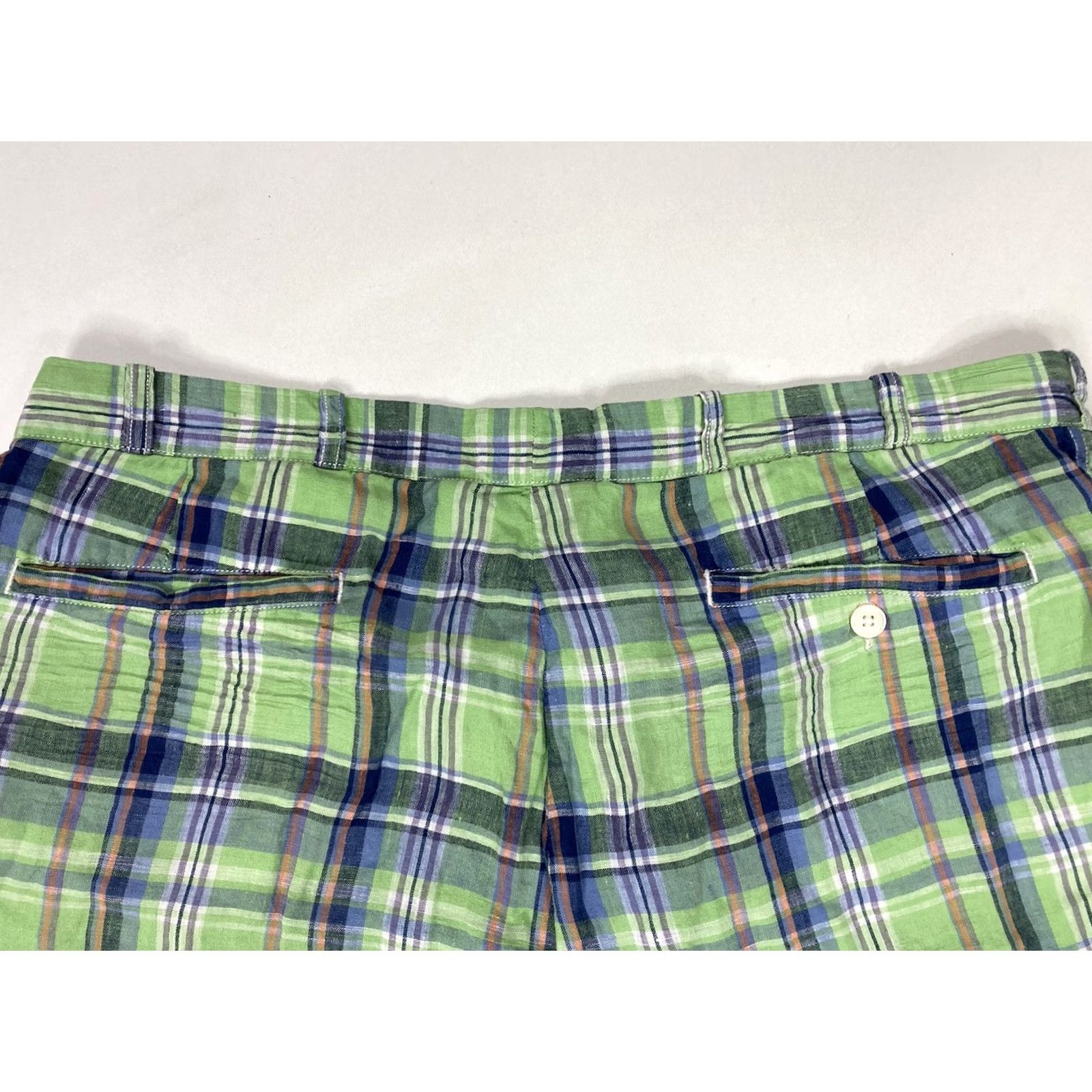 Polo Ralph Lauren VINTAGE Polo Ralph Lauren Shorts Men Slim GI Fit 40 Tall Plaid Linen Blue Green 5-Pocket Chino Casual Size US L / EU 52-54 / 3 - 4 Thumbnail