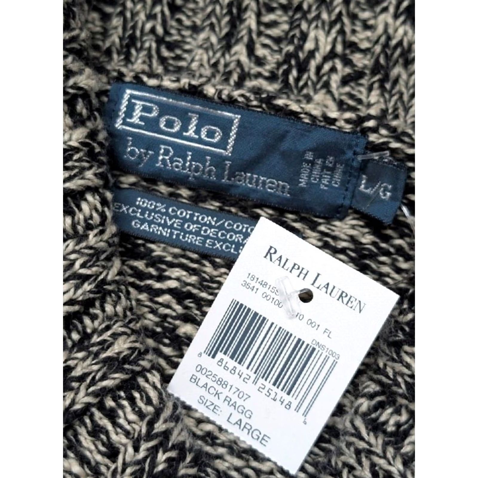 Polo Ralph Lauren VINTAGE Polo Ralph Lauren Raglan Sweater L Mens Black/Off-White Shawl 1990s NSW NOS Size US L / EU 52-54 / 3 - 3 Thumbnail