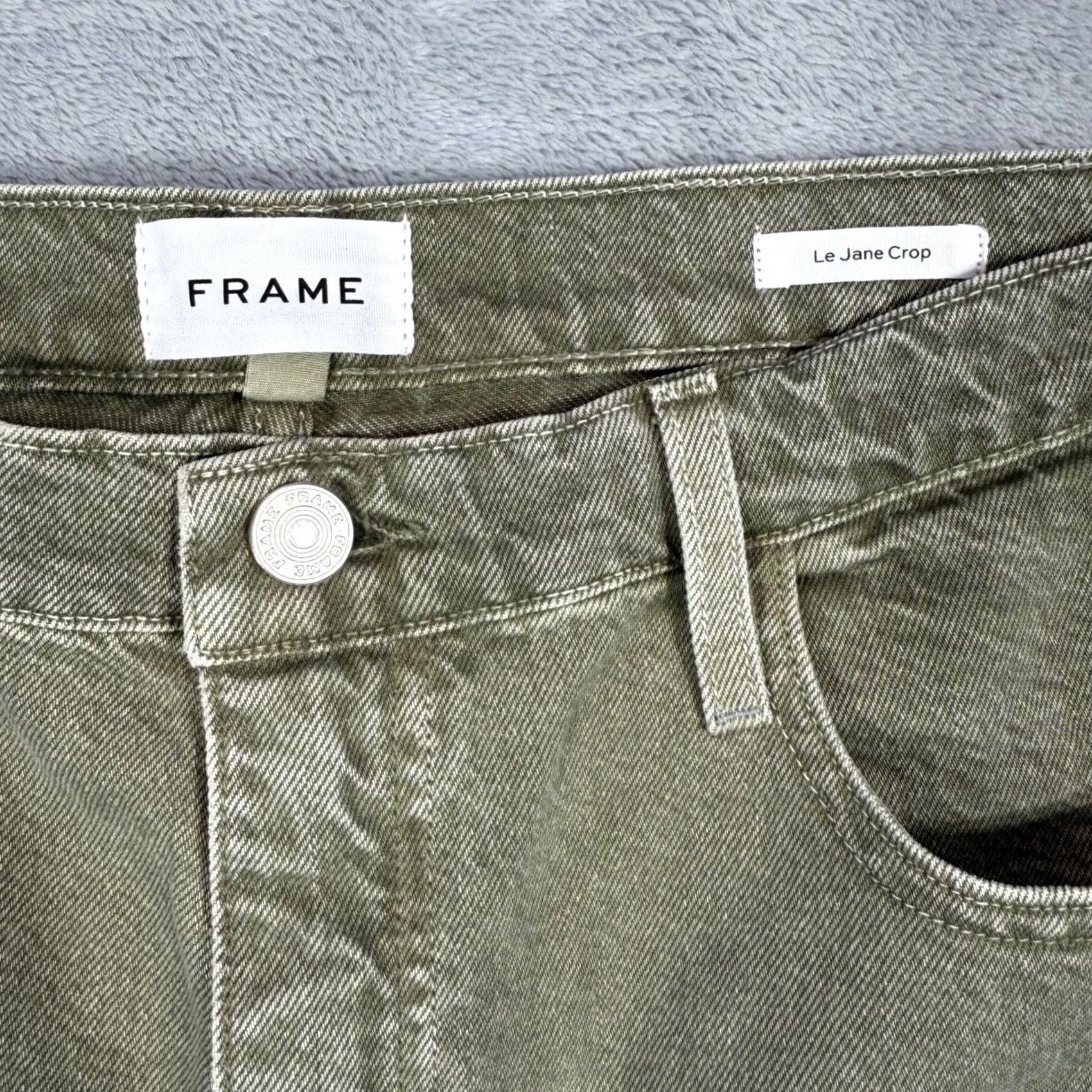 Frame FRAME Le Jane Crop Olive Green High Rise Straight Leg Jeans Women's 34 NEW Size 24" / US 00 / IT 34 - 6 Thumbnail