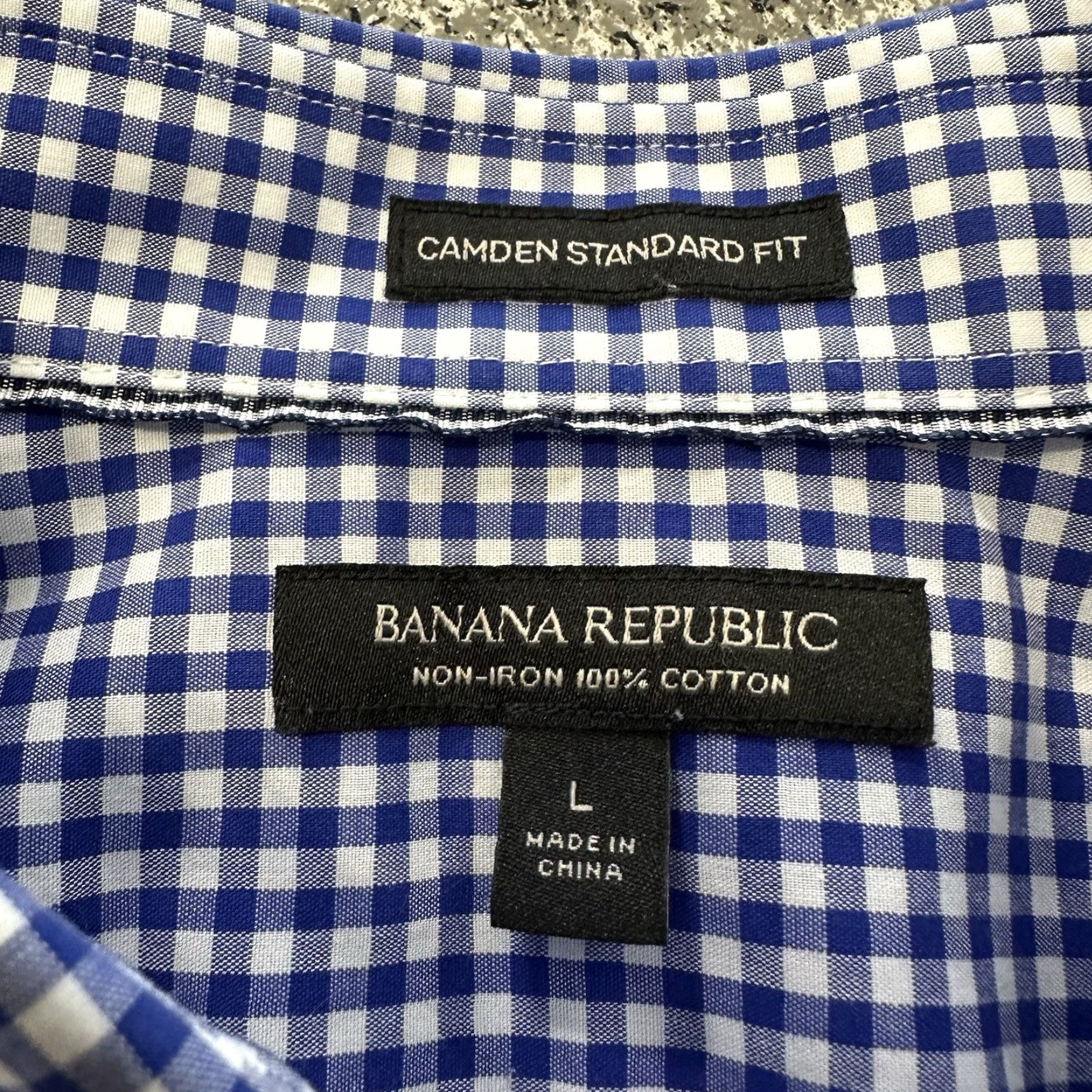 Banana Republic Banana Republic Button-Up Shirt Mens L Camden Regular Fit Non-Iron Gingham Blue Cotton Size US L / EU 52-54 / 3 - 3 Thumbnail