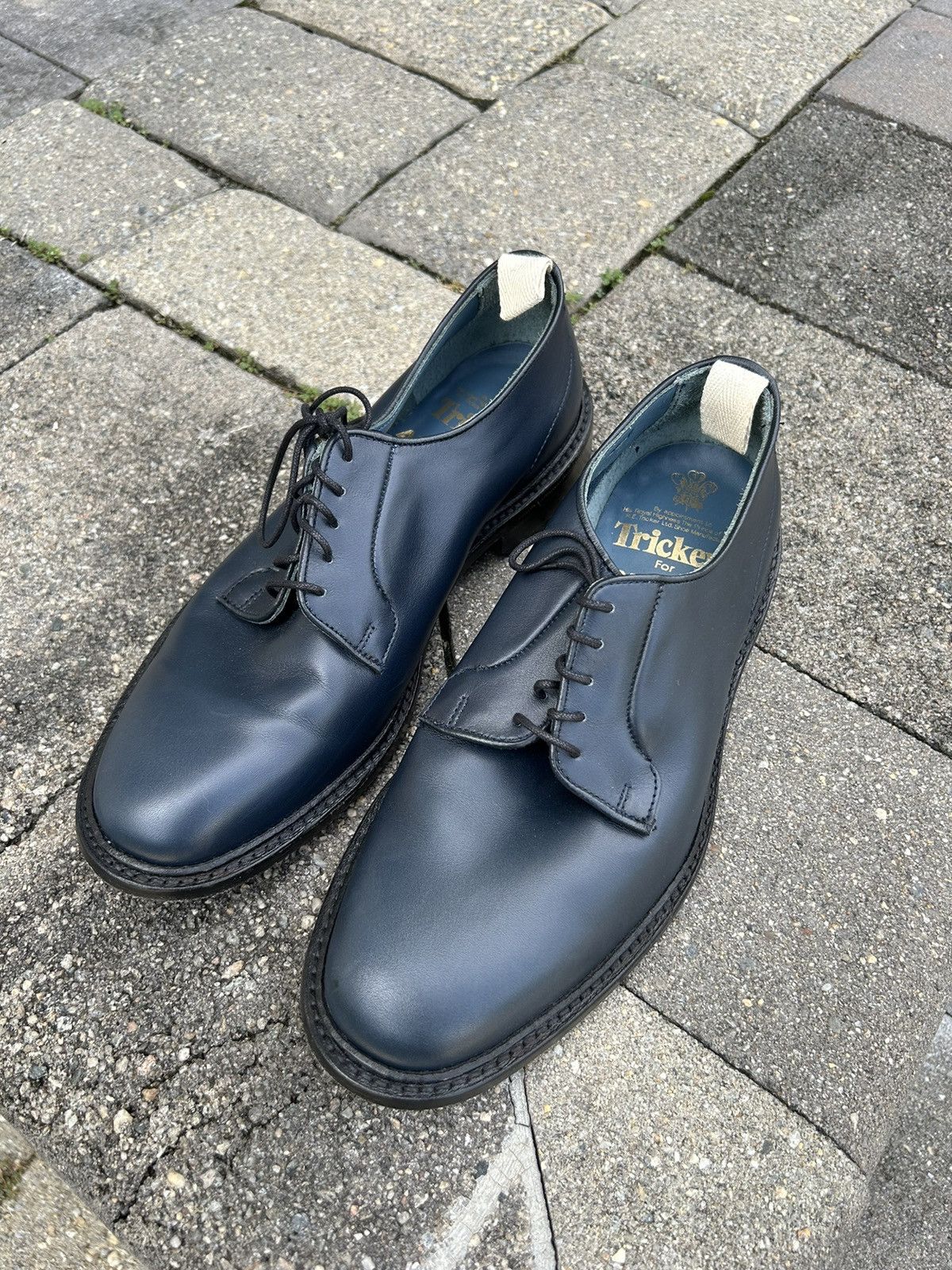 Tricker's Trickers for Antonia Navy Leather Derby Shoes Size US 7.5 / EU 40-41 - 7 Thumbnail