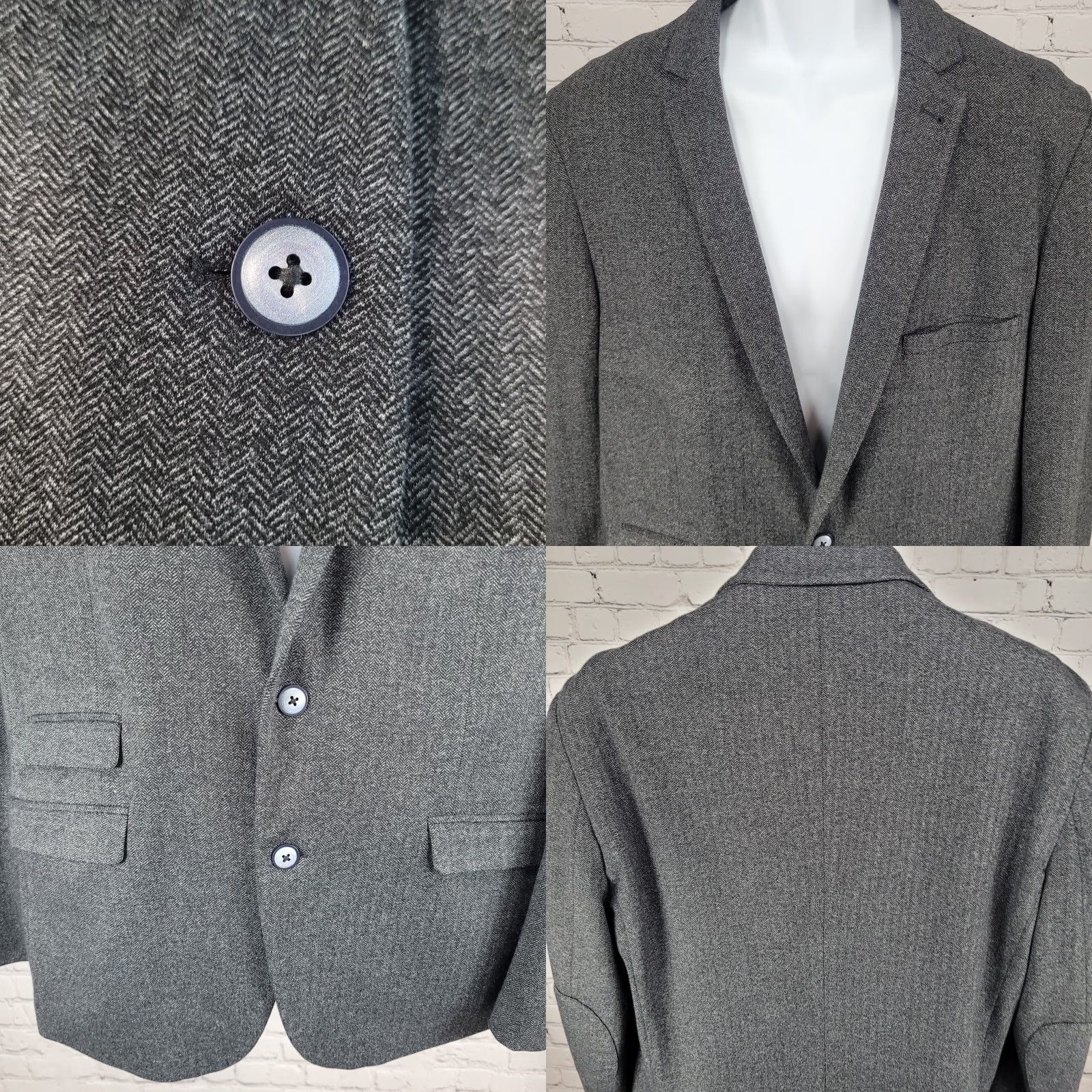 Vintage Paisley & Gray Herringbone Slim Fit Stretch Double Vented Sport Coat Size 46R Size US S / EU 44-46 / 1 - 8 Thumbnail