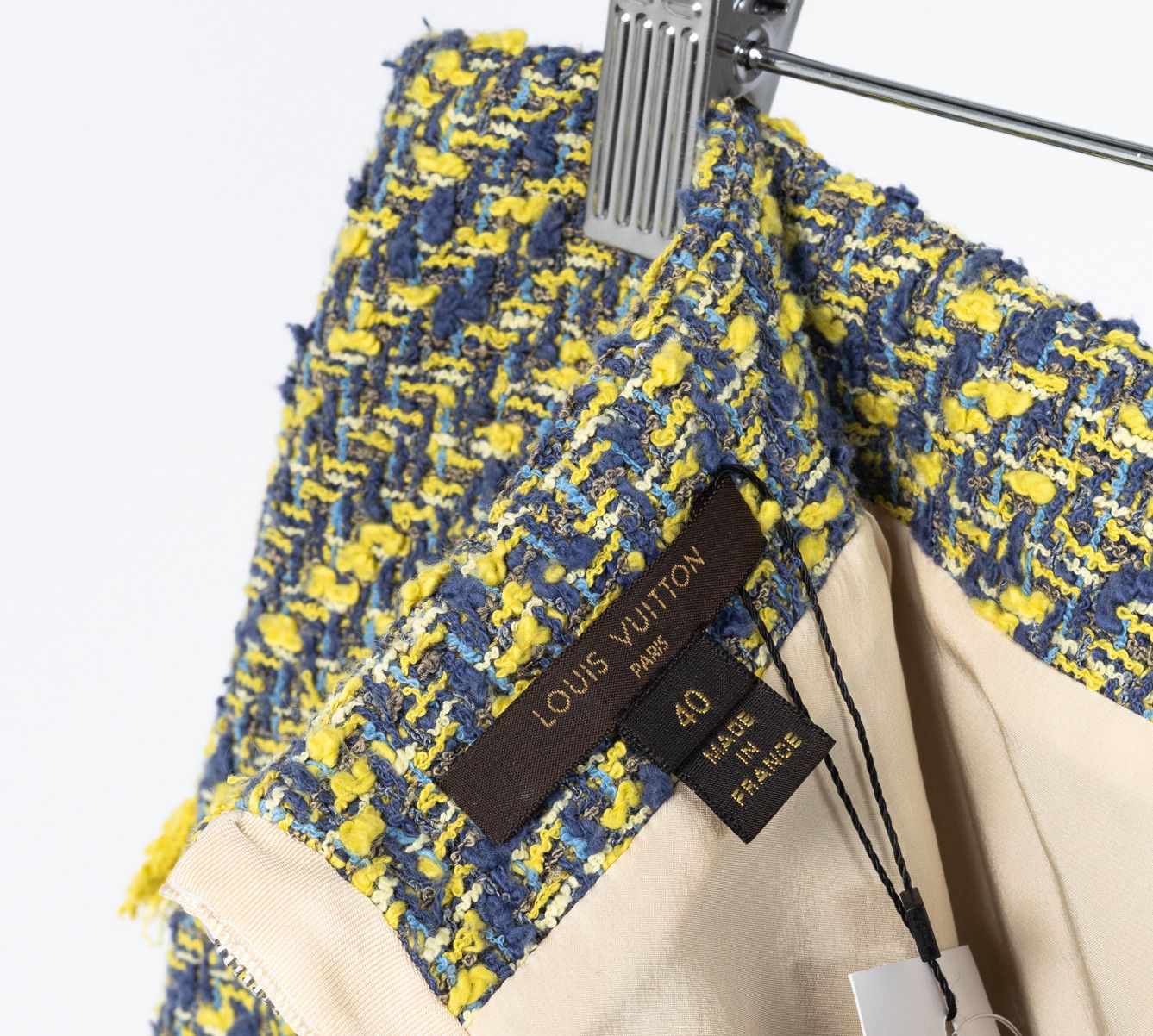Louis Vuitton Louis Vuitton Yellow & Blue Cotton-Tweed Mini Skirt Size 28" / US 6 / IT 42 - 7 Thumbnail