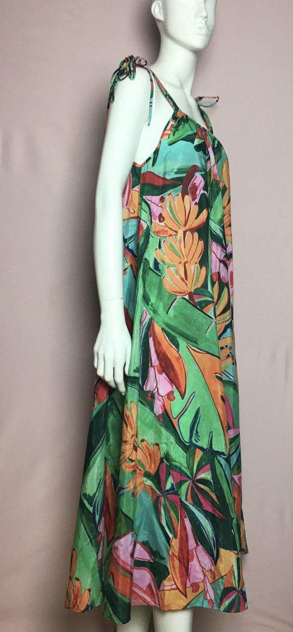 Farm Rio FARM RIO Banana Foliage Floral Print Midi Dress Size S Size S / US 4 / IT 40 - 6 Thumbnail