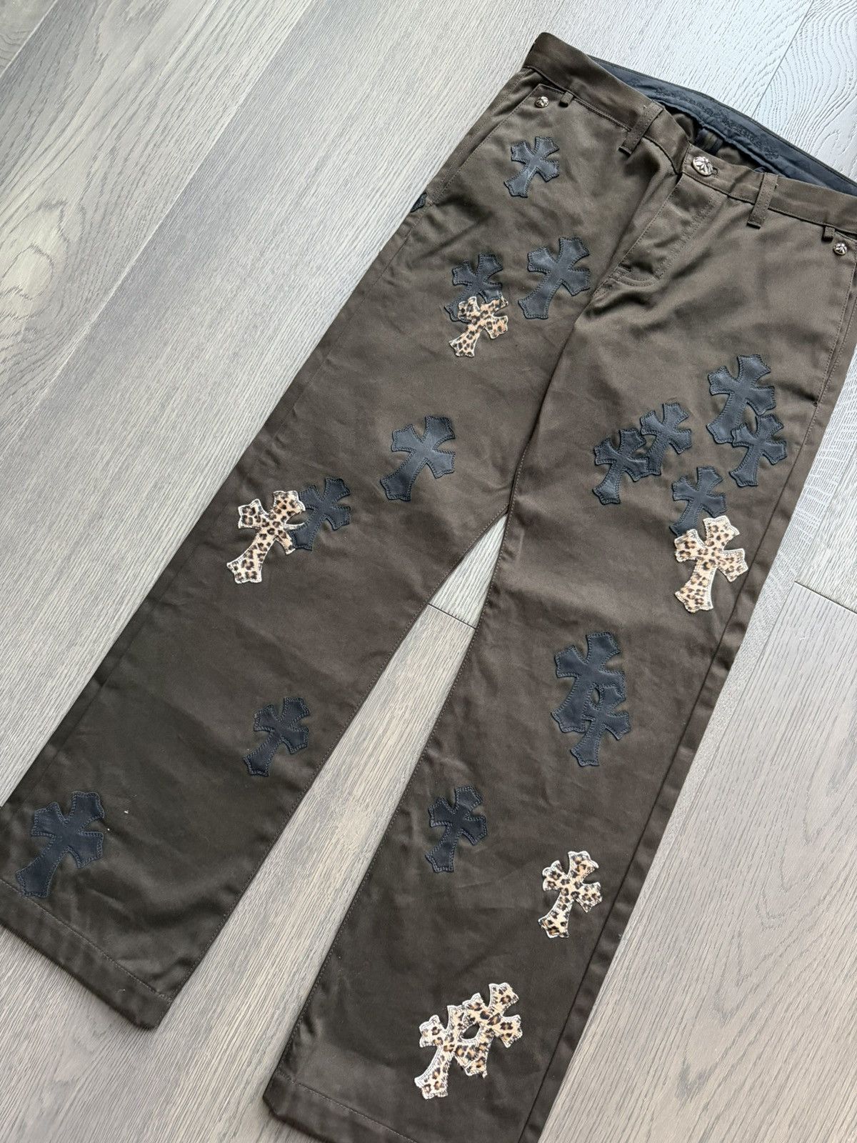 Chrome Hearts Chrome Hearts Cheetah/Black Cross Patch Brown Chino Pants Size US 32 / EU 48 - 4 Thumbnail