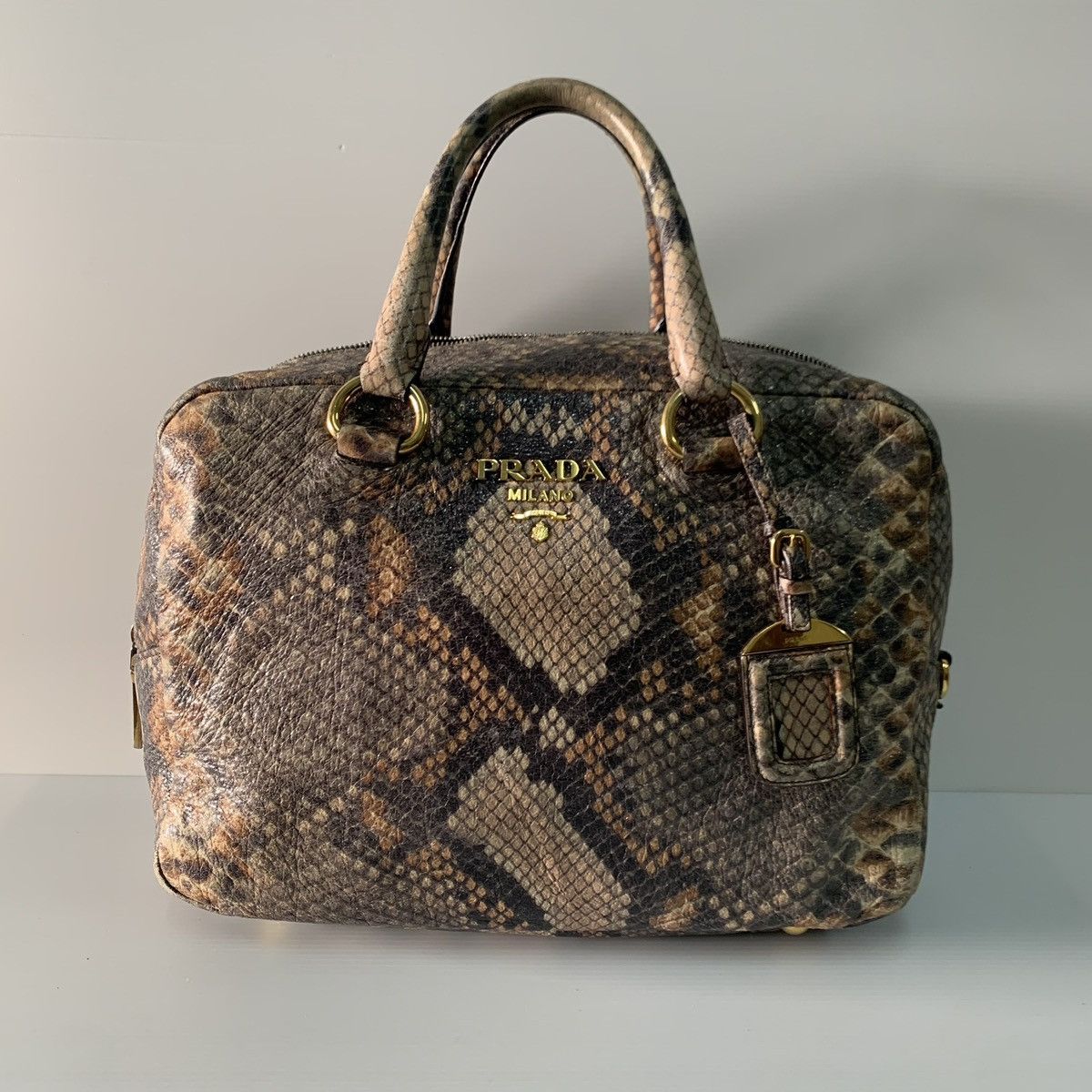 Prada Prada Snake Embose Leather Handbag Size ONE SIZE - 1 Thumbnail