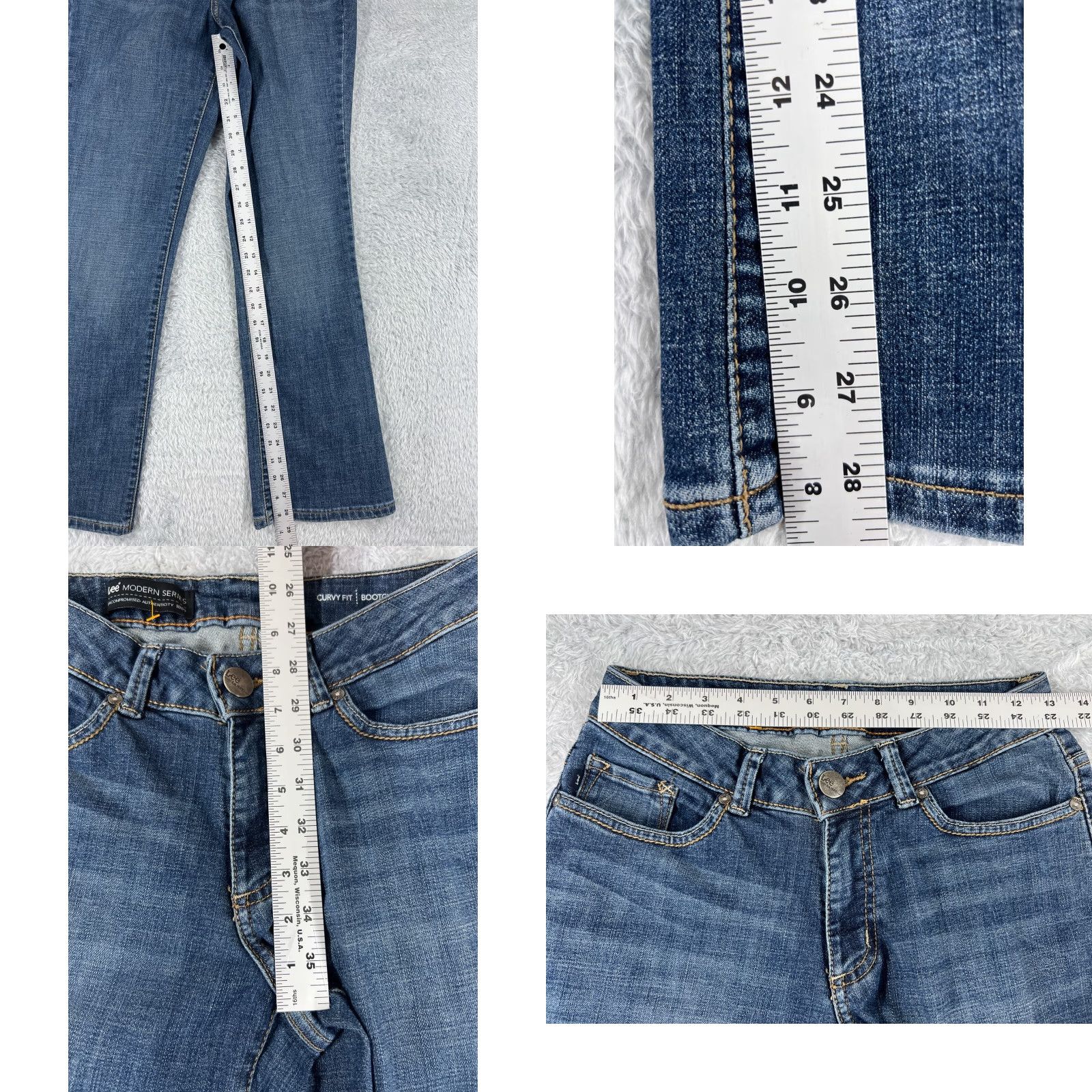 Lee Lee Jeans Womens Bootcut Denim Blue 26x28 Regular 6 Cotton Blend Zipper Distressed 5-Pocket Western Cowboy Southwestern American Designer Mens? Size 28" / US 6 / IT 42 - 8 Thumbnail