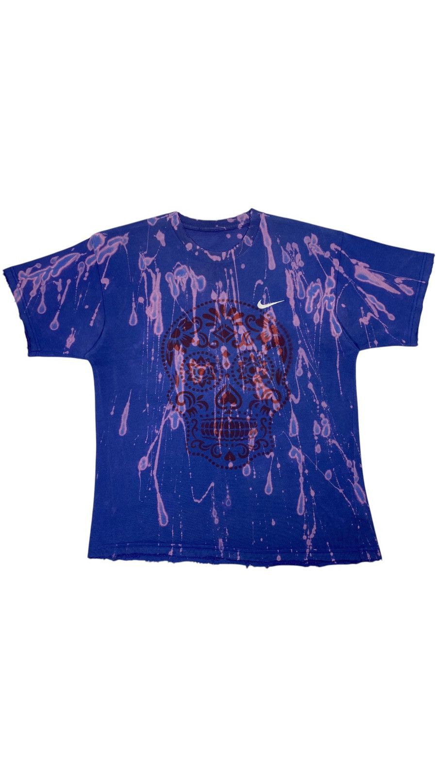 Nike 🔥LASTDROP🔥 Vintage 90s Nike Custom Mexican Skull Bleach Tee Size US XL / EU 56 / 4 - 1 Thumbnail