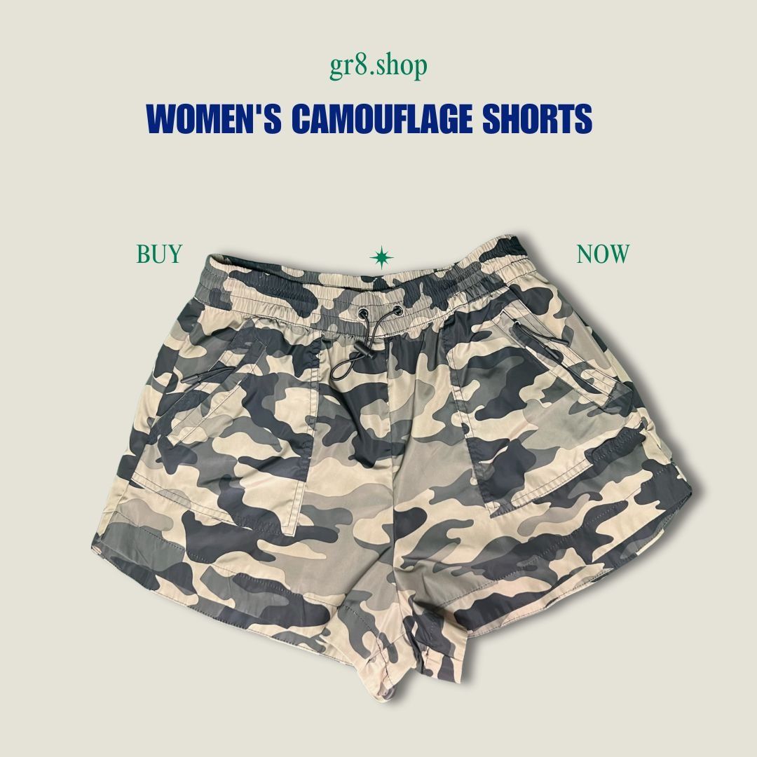 Zara Zara Womens Camouflage Shorts With Elastic Waist & Drawstrin Size 28" / US 6 / IT 42 - 1 Thumbnail