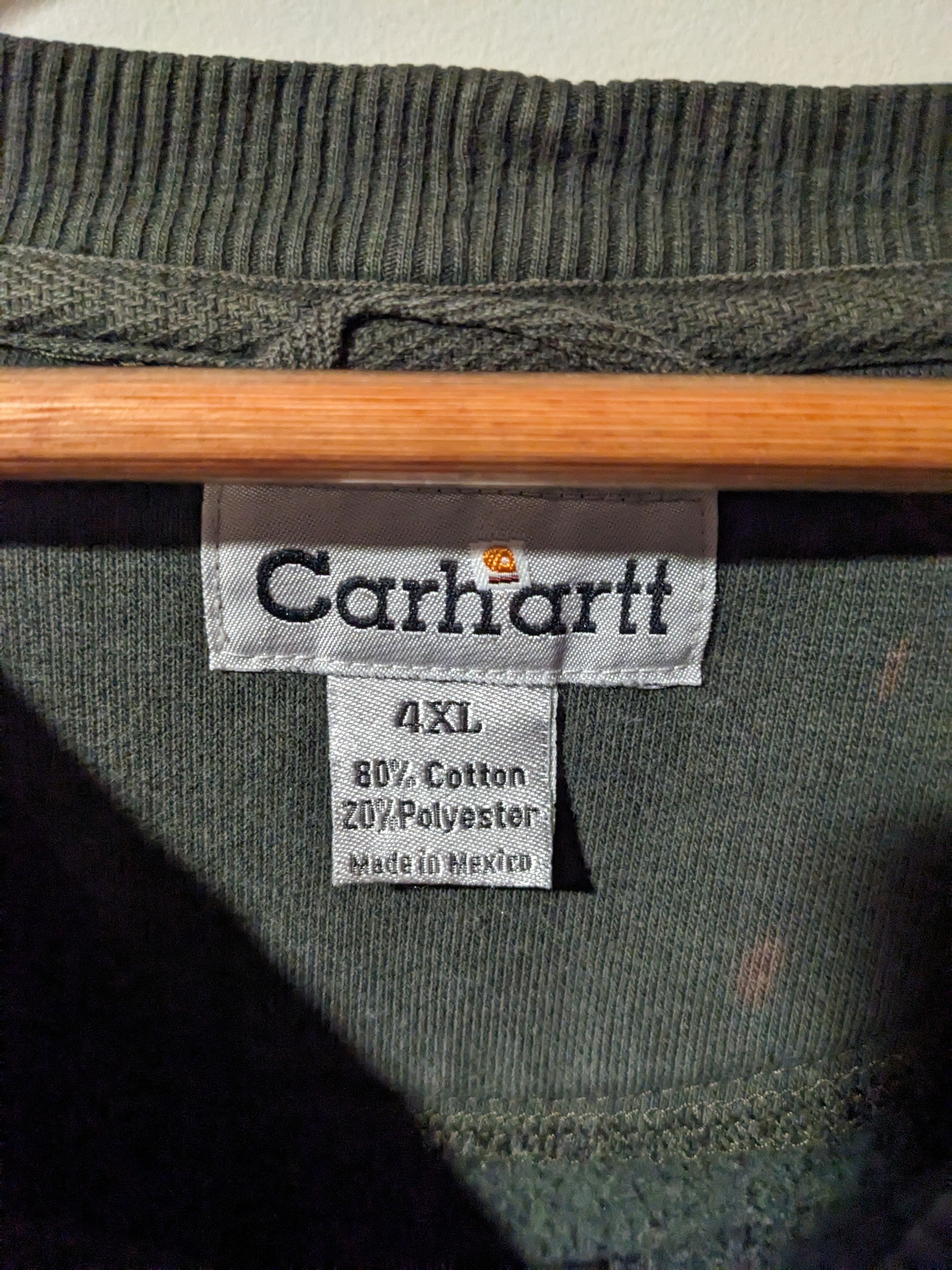 Carhartt × Vintage Vintage 90s Carhartt Essential Green 4X-Large Sweatshirt Size US XXL / EU 58 / 5 - 3 Thumbnail