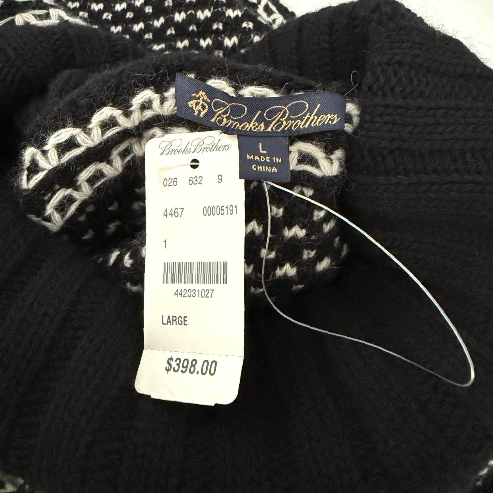 Brooks Brothers VINTAGE Brooks Brothers Fair Isle Wool Angora Turtleneck Chunky Knit Black White L Women Pullover 21” Chest 25” Length Size L / US 10 / IT 46 - 6 Thumbnail
