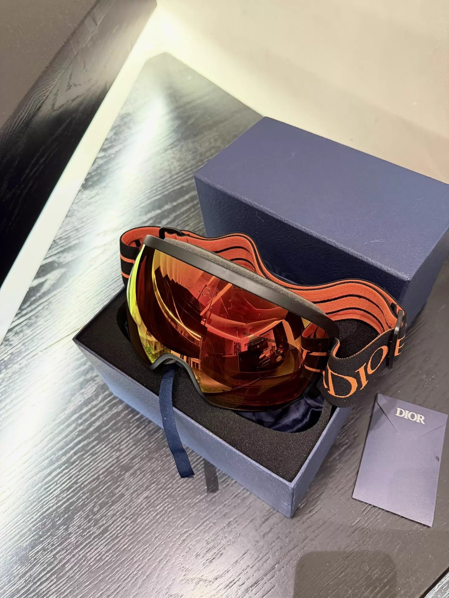 Dior Dior Black Frame Orange Lens Snow Goggles Size ONE SIZE - 1 Thumbnail