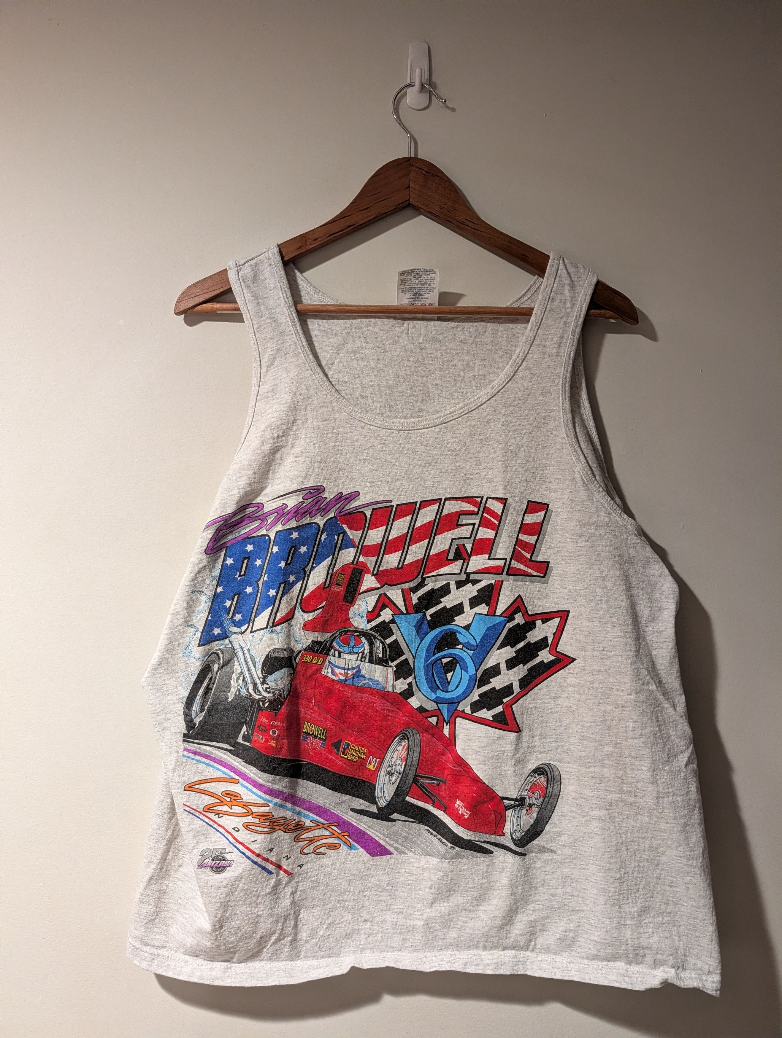 NASCAR Vintage Brian Browell Drag Racing Tank Top Grey Heather Size US XL / EU 56 / 4 - 1 Thumbnail