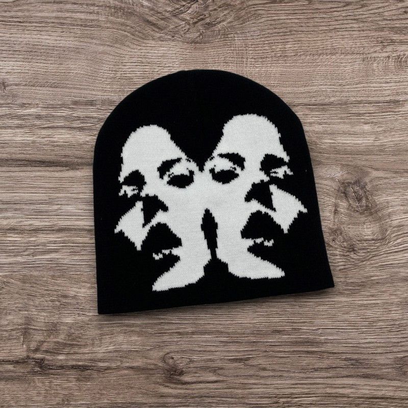 Other Opium Avantgarde Beanie | Y2K ALT Grunge Graphic Face Hat Size ONE SIZE - 1 Preview