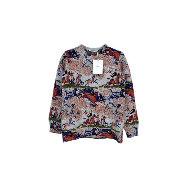 Dior Size 36 Multi-colored riding pattern sweater 2502-Ne