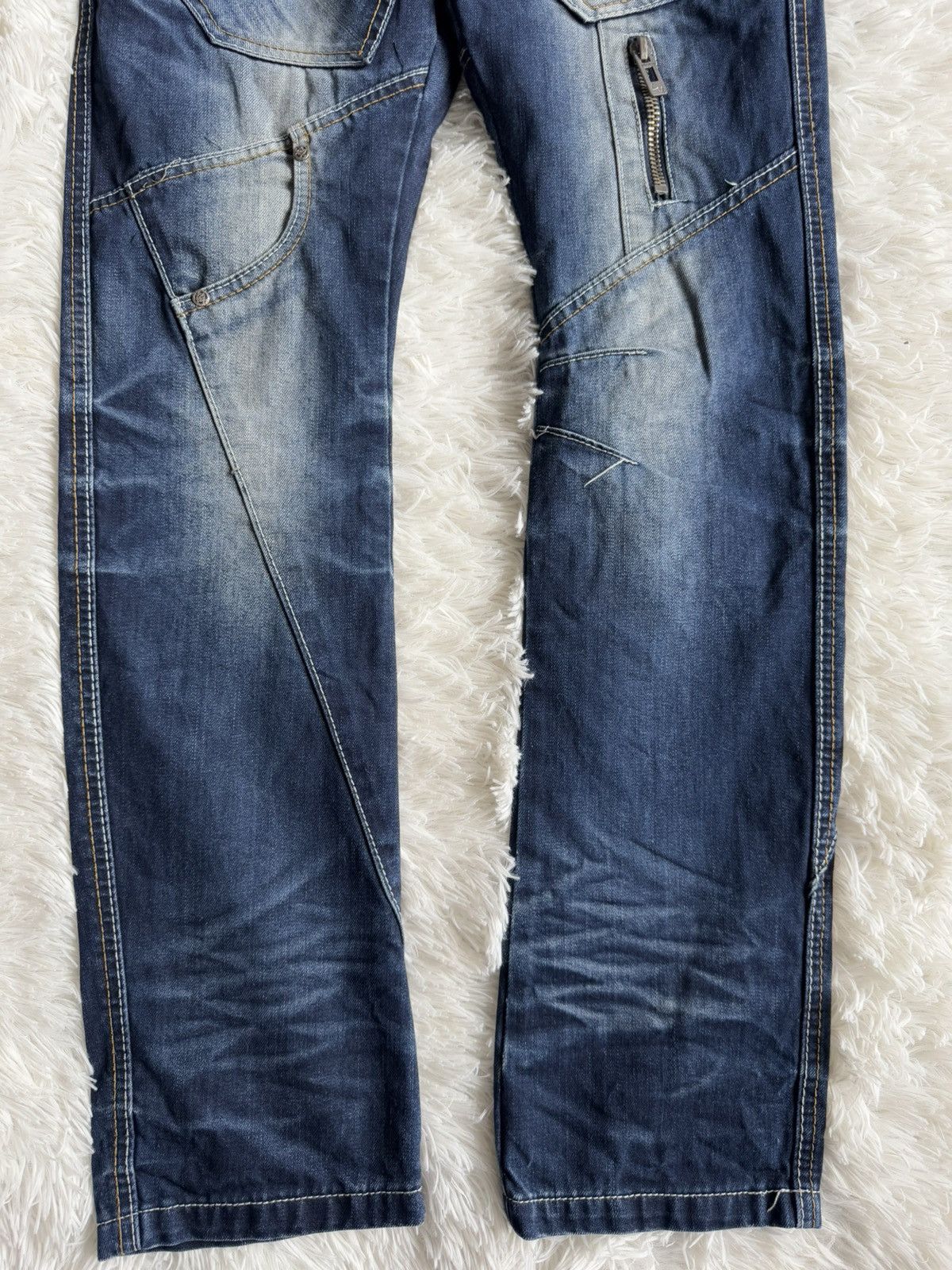 If Six Was Nine Japan Rag Crazy Utility Patchwork Washed Wide Denim Jeans Size US 29 - 11 Thumbnail