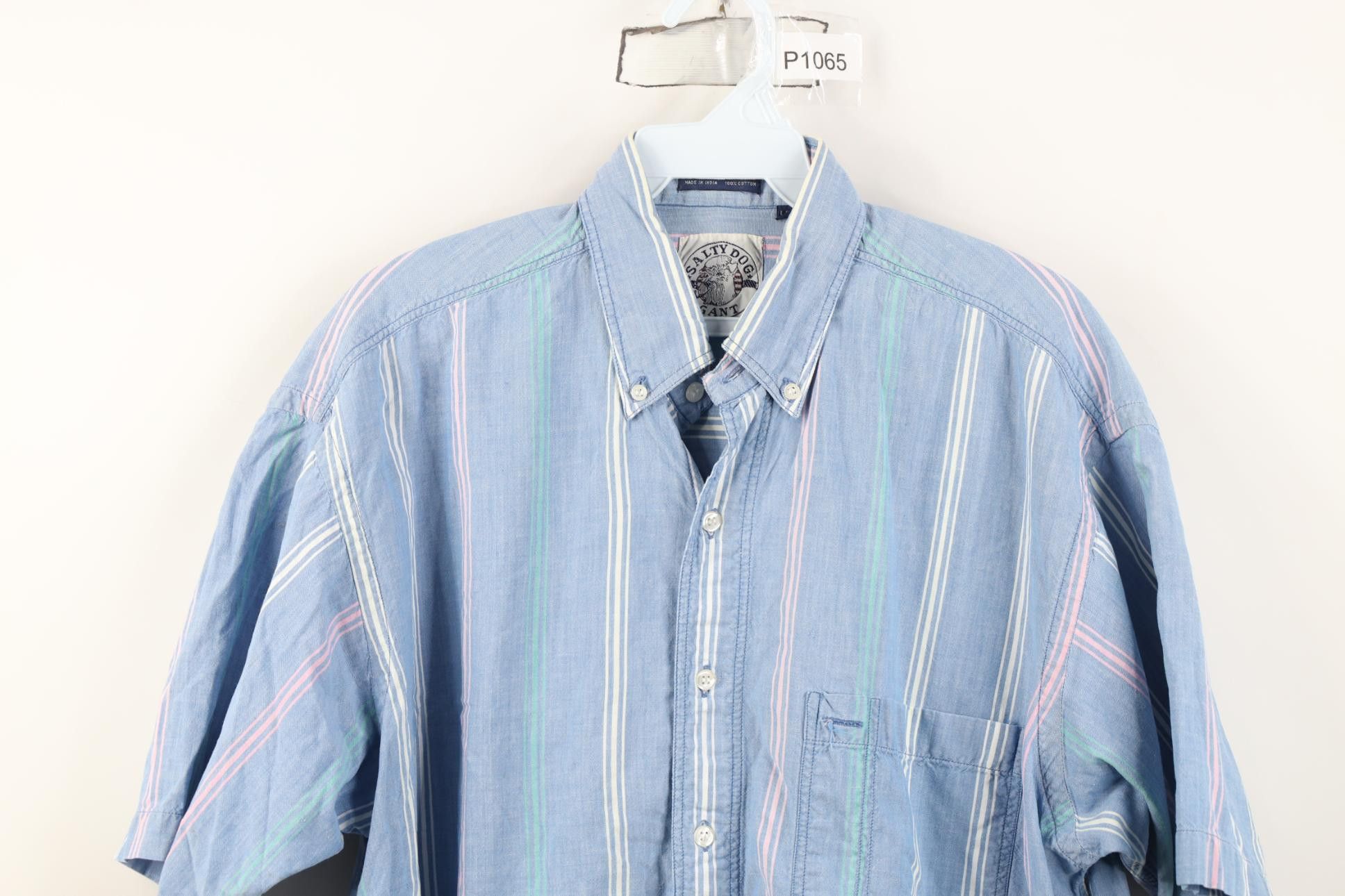 Vintage Vintage 90s Streetwear Chambray Short Sleeve Button Shirt Size US L / EU 52-54 / 3 - 2 Thumbnail