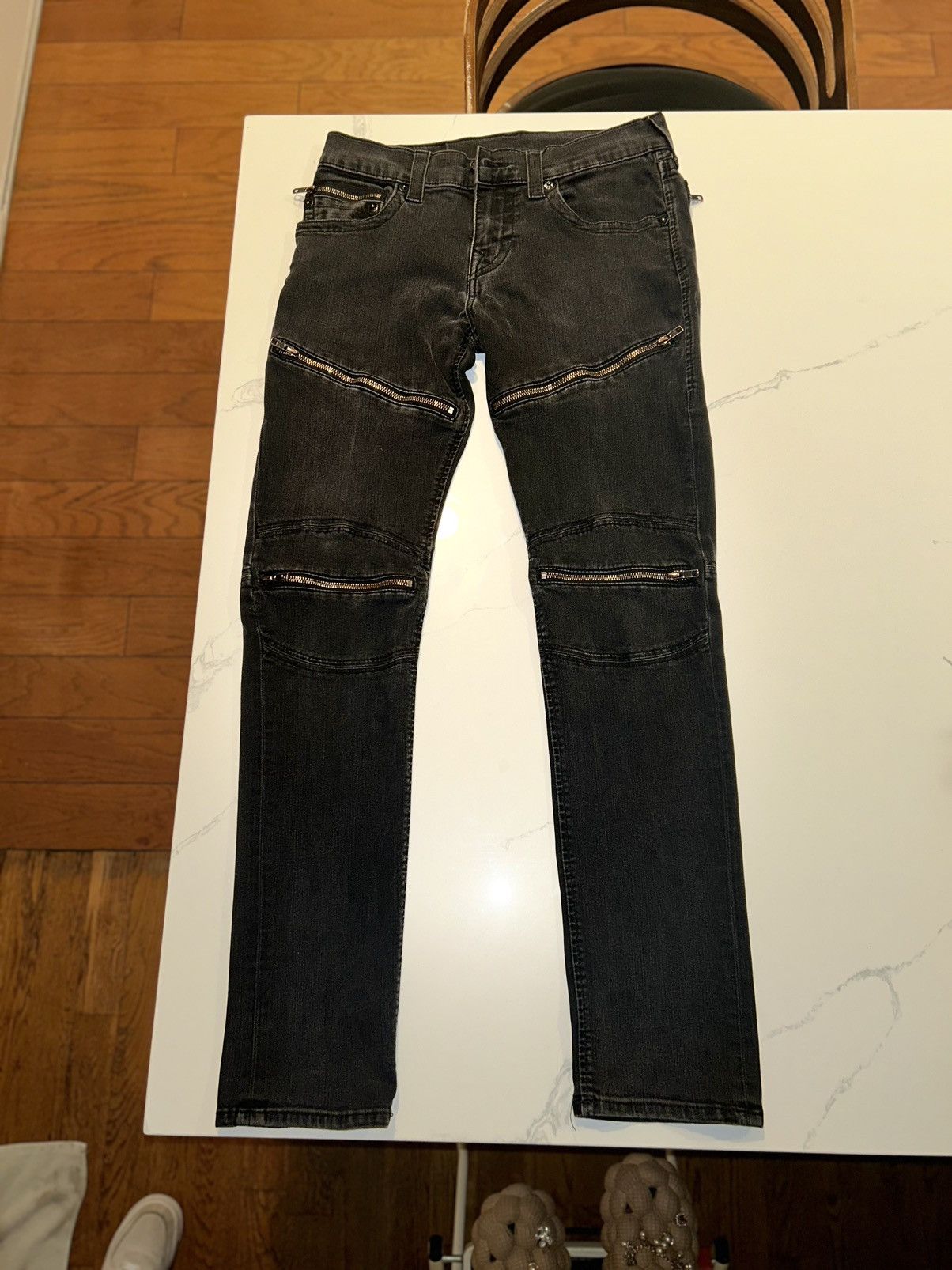 True Religion Moto Slim Black Jeans
