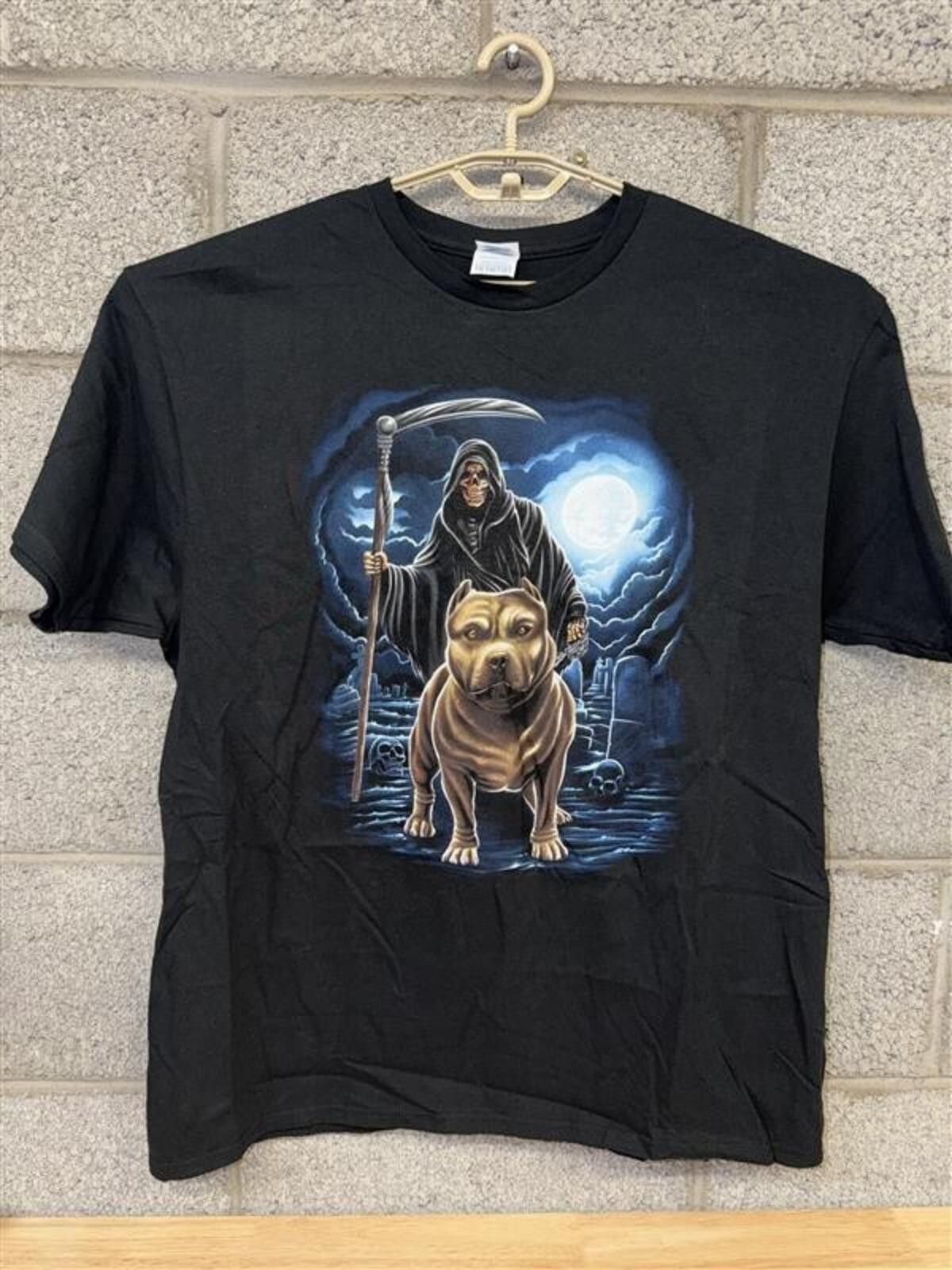 Other Grim Reaper Pitbull Tee XL 2010s Streetwear Dark Art Shirt Size US XL / EU 56 / 4 - 1 Thumbnail