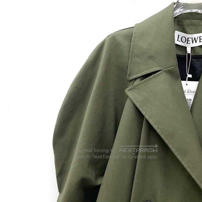 Loewe Loewe Military Green Cotton Lapel Double Breasted Windbrea Size XXS / US 00 / IT 34 - 3 Thumbnail