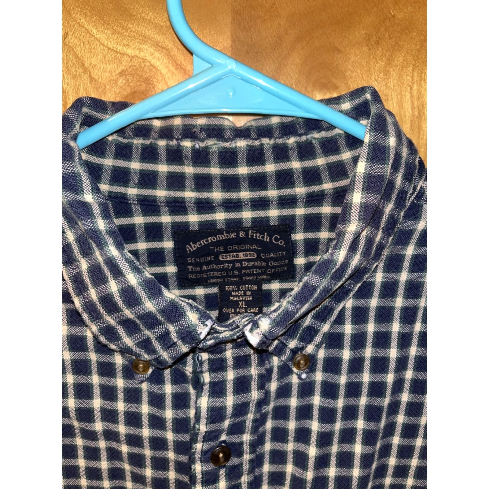 Abercrombie & Fitch VINTAGE Abercrombie & Fitch Men's Cotton Plaid Shirt XL Long Sleeve Button-Down Casual Fall Winter Green Blue 90s Size US XL / EU 56 / 4 - 3 Thumbnail