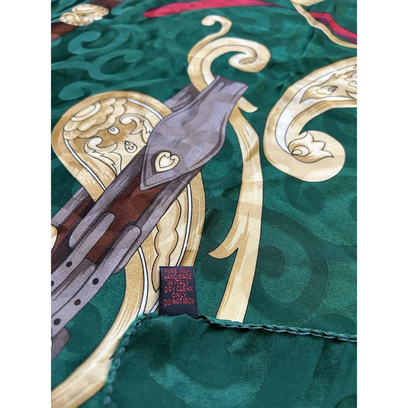 Laura Biagiotti LAURA BIAGIOTTI Green Equestrian Silk Scarf H.Made In Italy Size ONE SIZE - 8 Thumbnail
