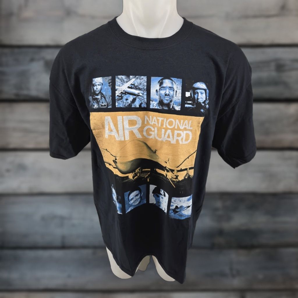 Gildan Air National Guard Gildan Heavy Cotton T Shirt Black XL Men Short Sleeve Crew Neck Size US XL / EU 56 / 4 - 1 Thumbnail