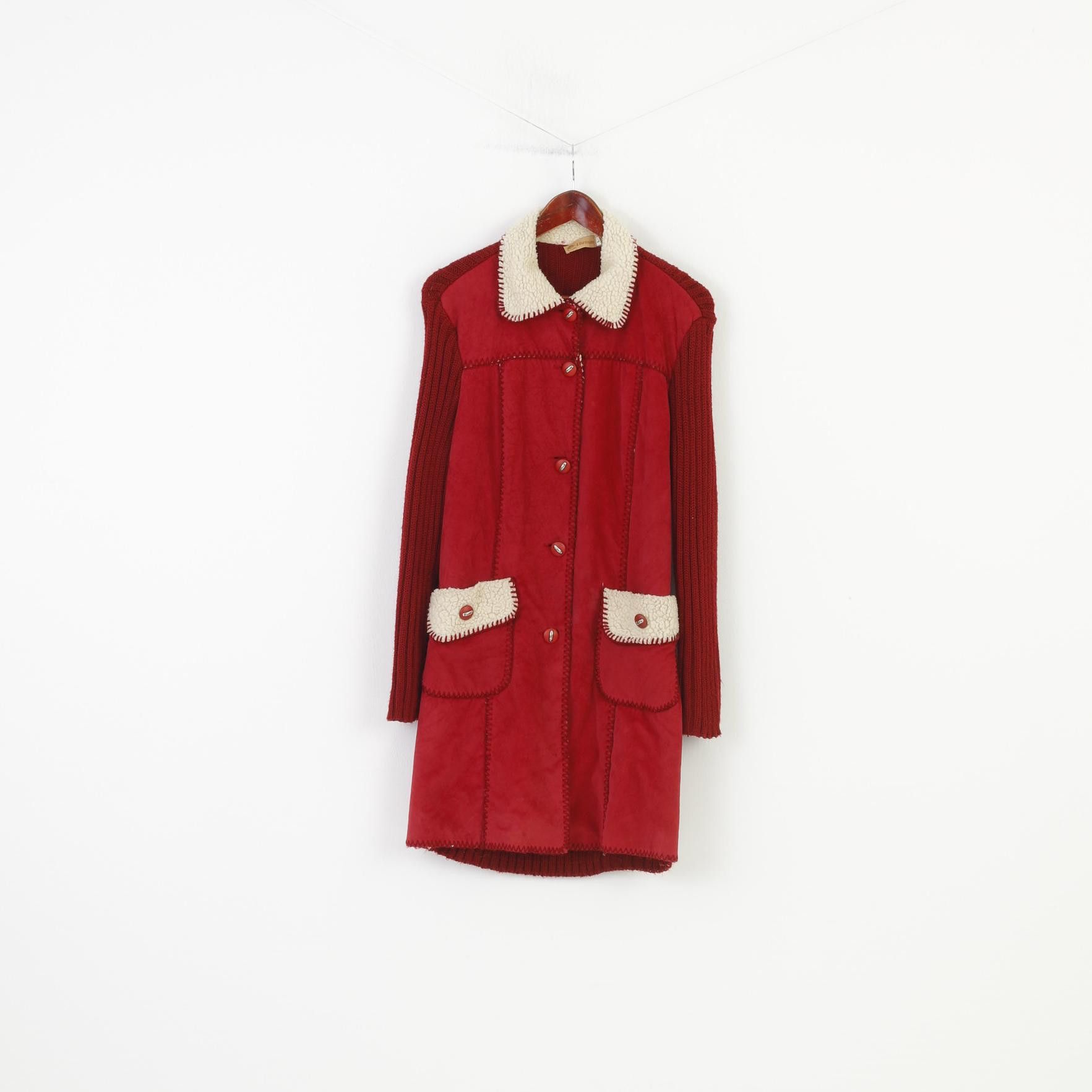 Vintage Risensun Woman L Jacket Red Padded Collar Bottoms 0152 Size L / US 10 / IT 46 - 2 Thumbnail