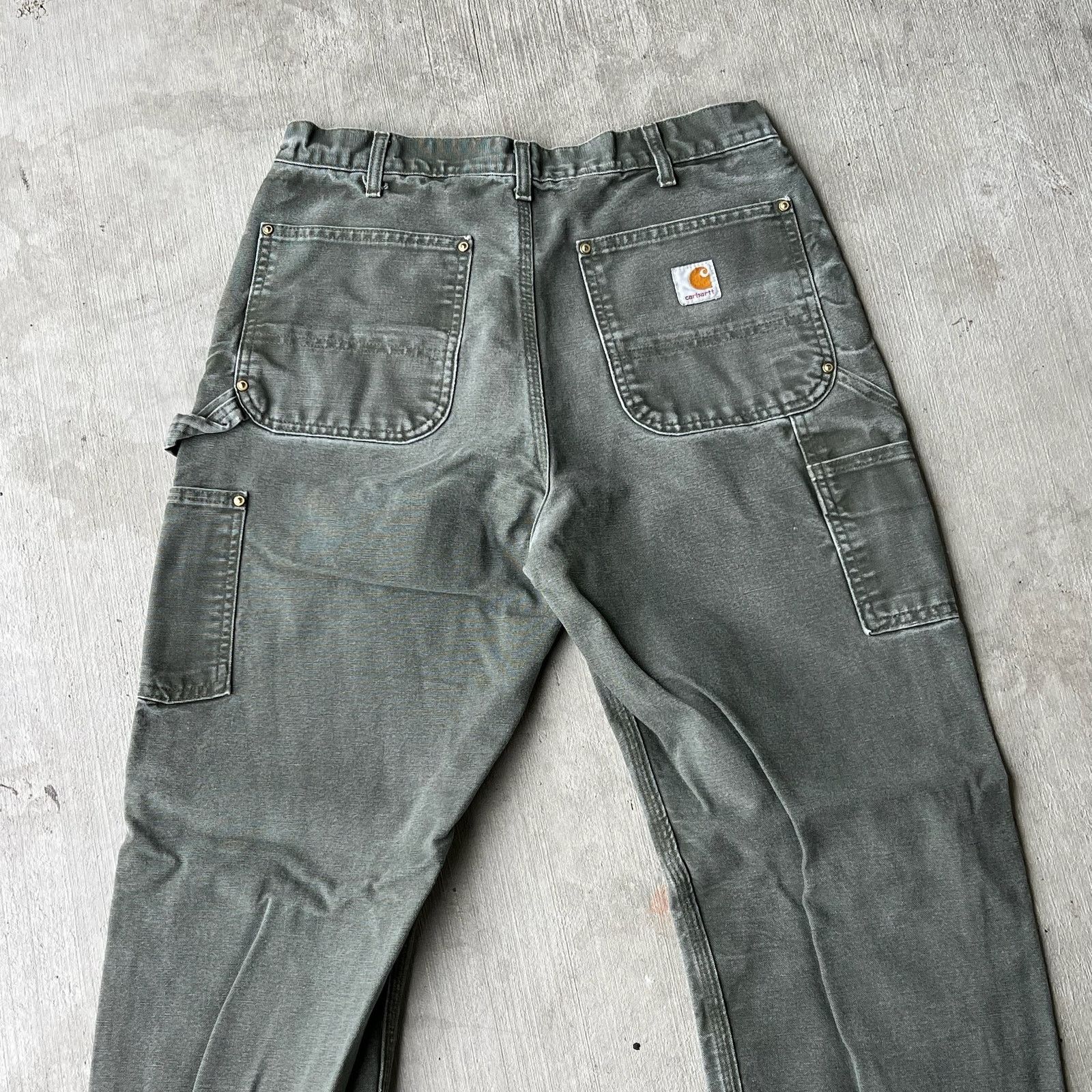 Carhartt × Vintage Carhartt faded MOS green double knee work carpenter pants Size US 31 - 5 Thumbnail