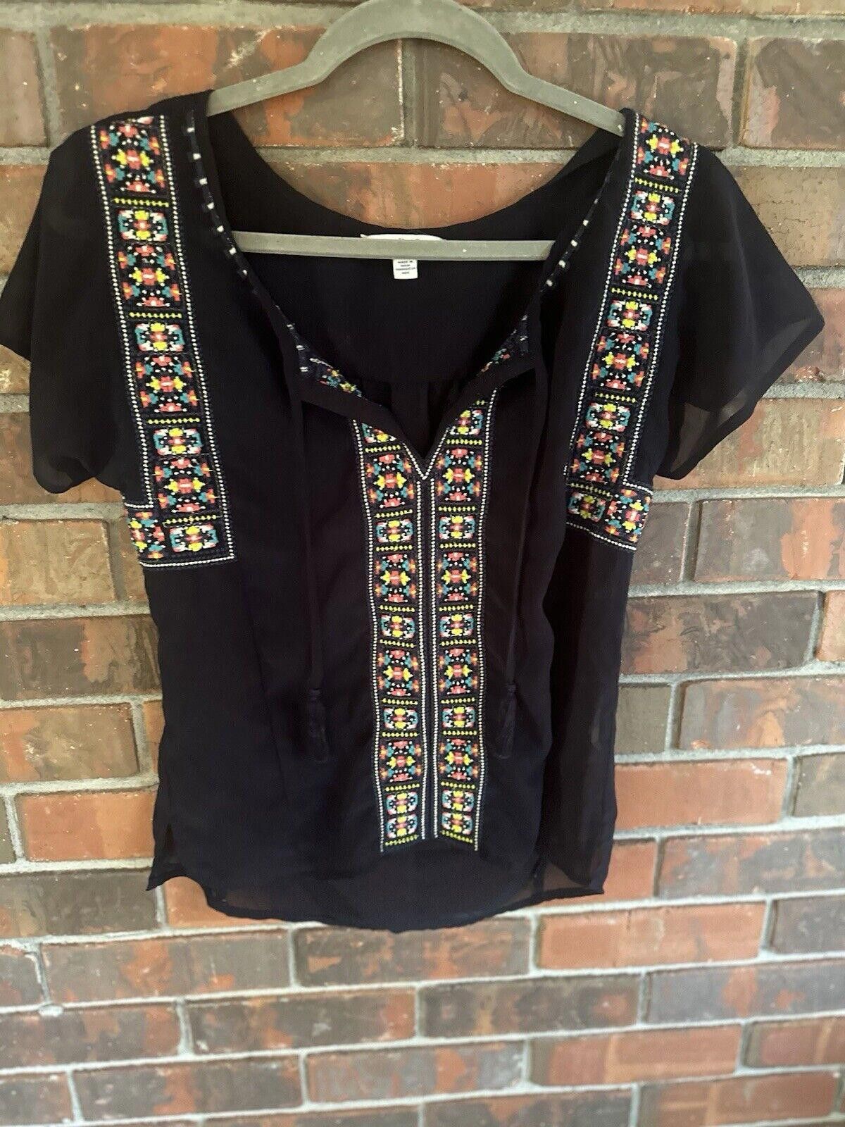 Designer American Eagle Blue Short Sleeve Blouse Size XS Extra Small Size M / US 6-8 / IT 42-44 - 1 Thumbnail
