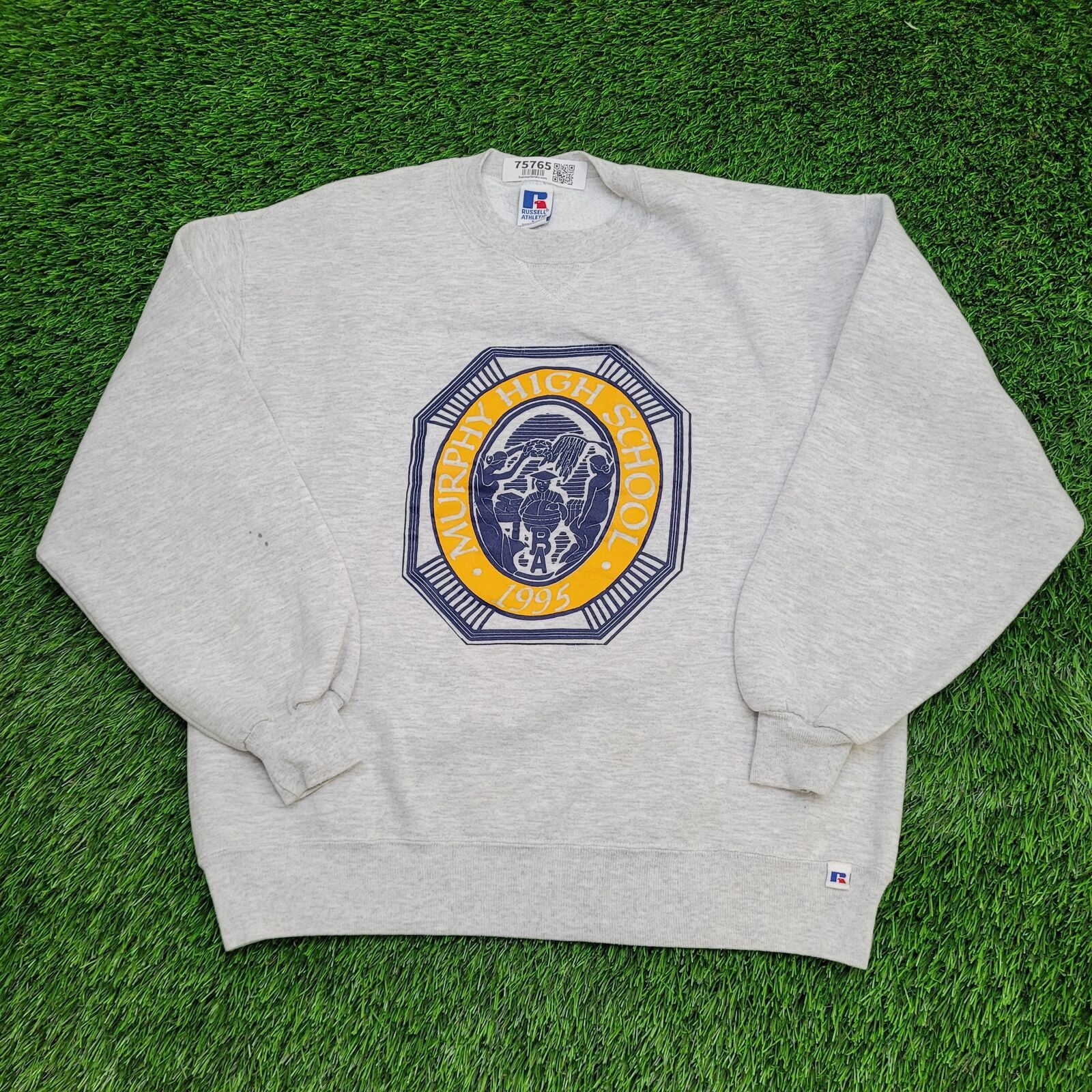 Russell Athletic Vintage 80s Murphy High-School Sweatshirt Large 22x25 Gray Size US L / EU 52-54 / 3 - 1 Thumbnail