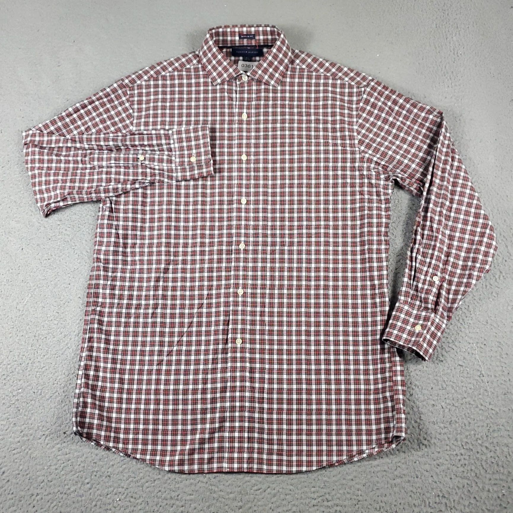Tommy Hilfiger Tommy Hilfiger Shirt Mens 15.5 Red Plaid Dress Button Up Long Sleeve Size 40R - 2 Thumbnail