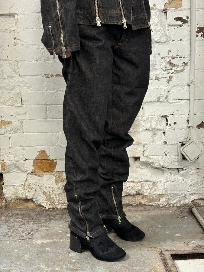 Dolce & Gabbana AW2003 Dolce & Gabbana Black Denim Multi-Zip Jacket and Jeans Set Size M / US 6-8 / IT 42-44 - 7 Thumbnail