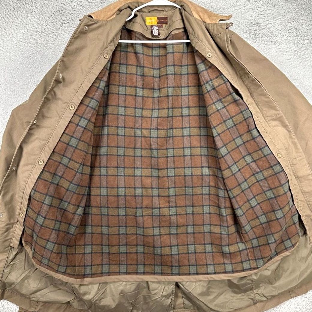 Vintage VINTAGE Territory Reserve Overcoat Mens Large Tan Flannel Lined Barn Trench Coat Belted Size US L / EU 52-54 / 3 - 4 Thumbnail