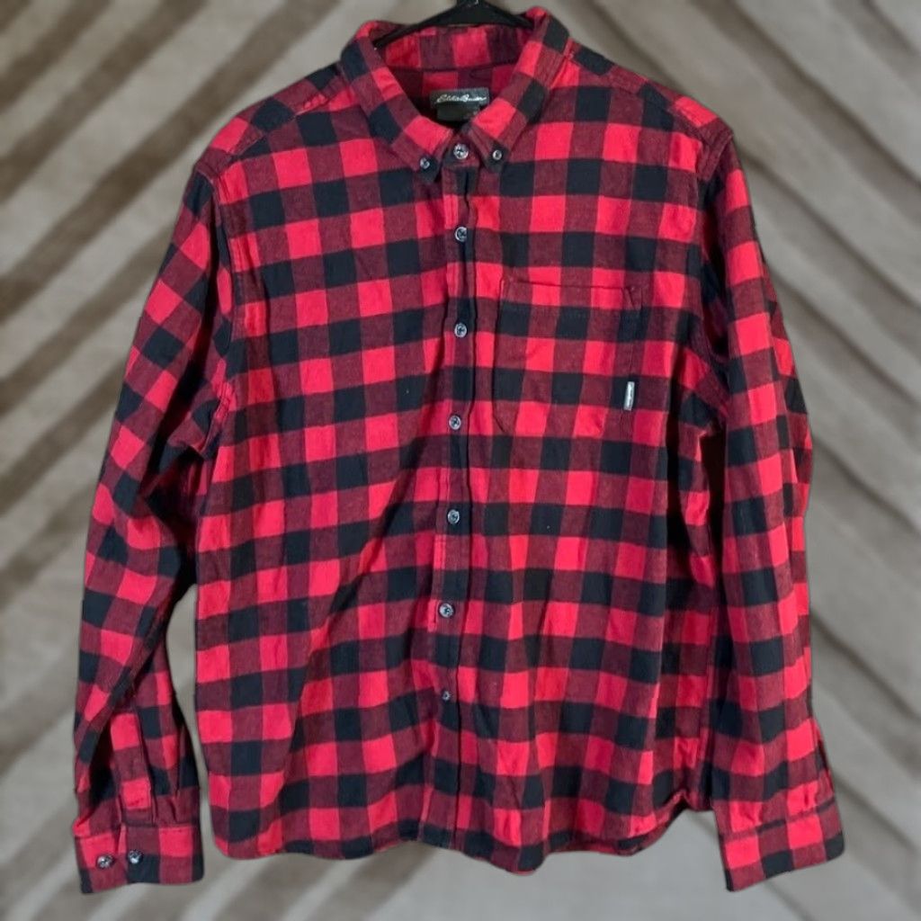 Eddie Bauer Eddie Bauer Womens Shirt Red Black Plaid Button Down Long Sleeve 100% Cotton XL Size US XL / EU 56 / 4 - 1 Thumbnail