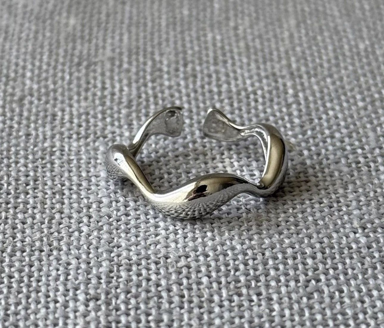 Jewelry Silver asymmetrical vintage style ring MENS2 Size ONE SIZE - 1 Thumbnail