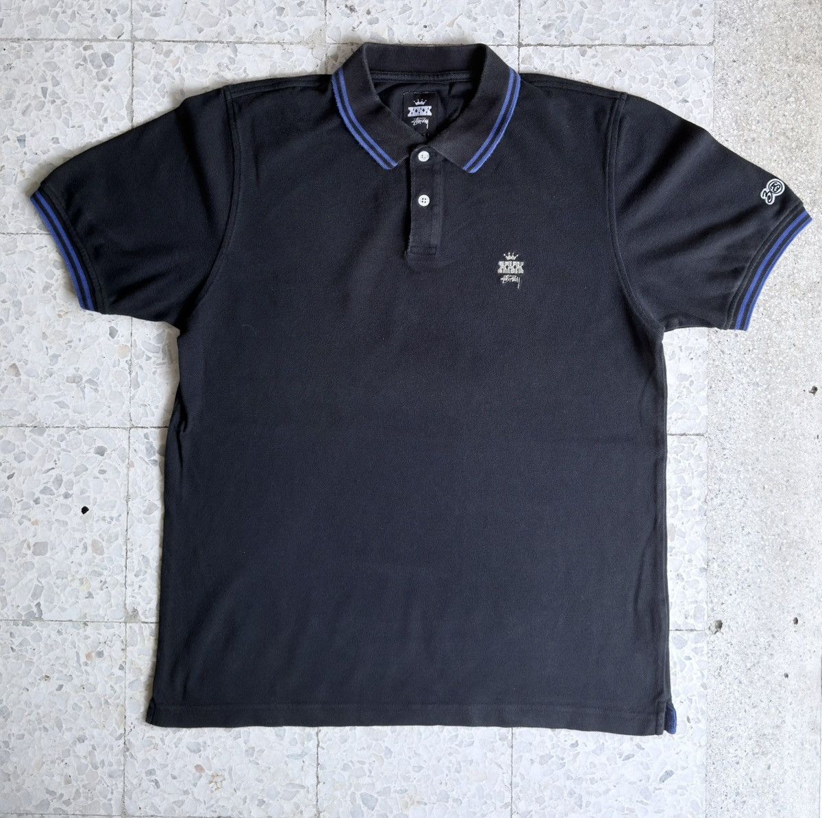 Stussy Stussy Big Mesh Polo Sweater Open-Knit Black Polo Shirt