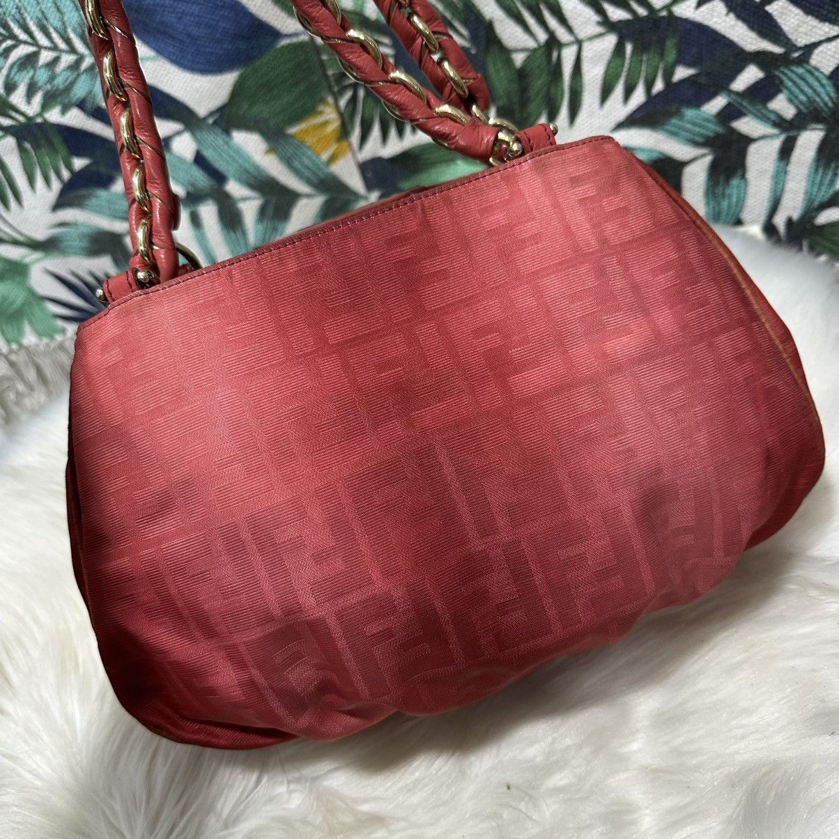 Fendi Authentic FENDI Red Zucca Chain Handbag Size ONE SIZE - 9 Thumbnail