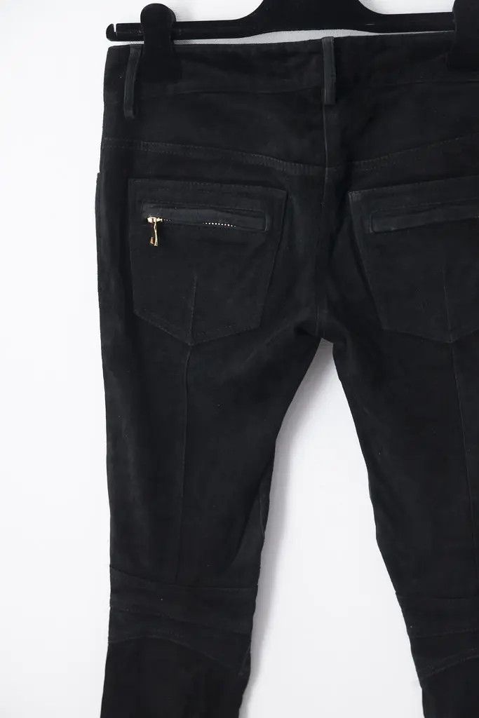 Balmain AW10 black suede biker pants Size 26" / US 2 / IT 38 - 5 Thumbnail