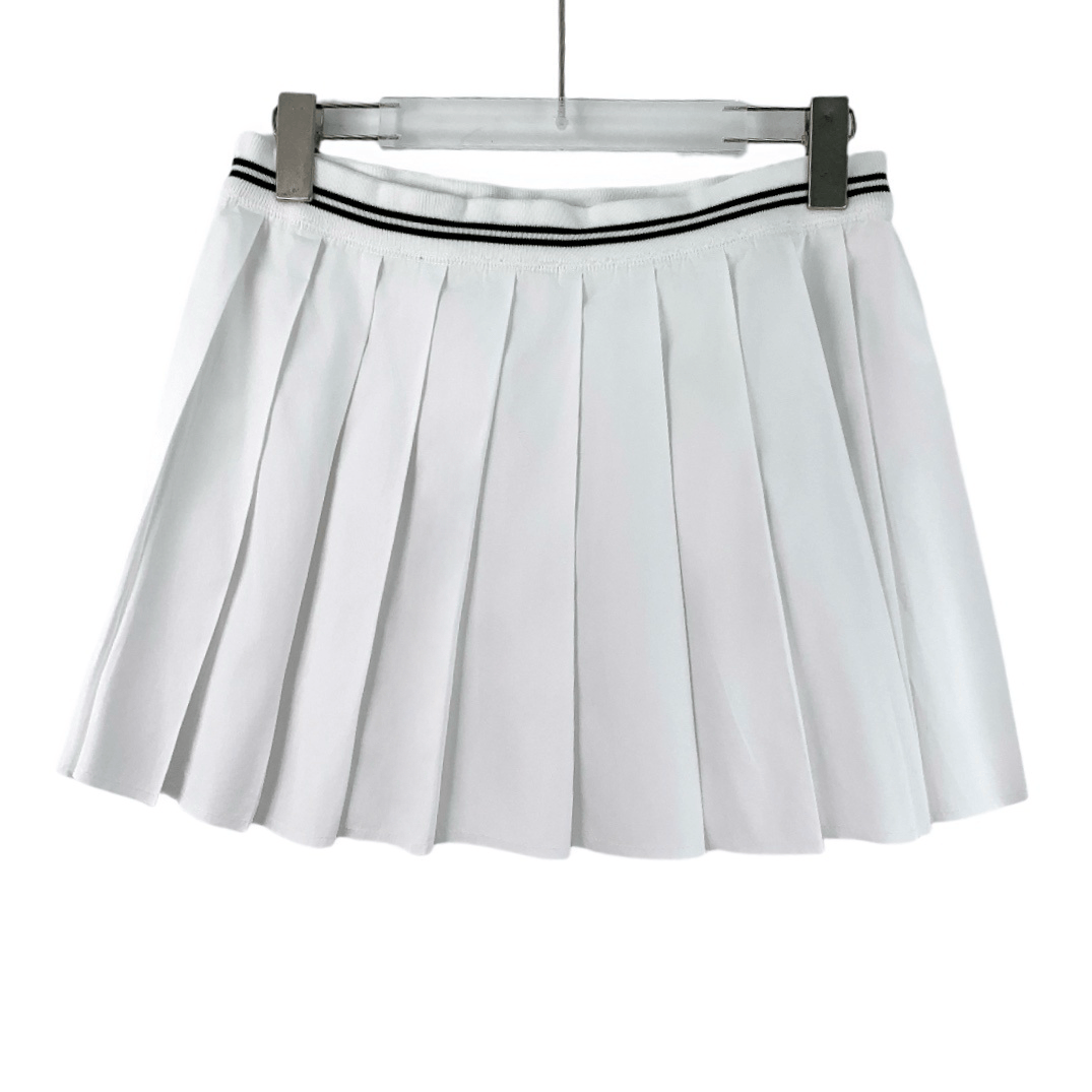 Miu Miu Miu Miu Skirt White Striped Logo Pleated Mini Skirt Size 30" / US 8 / IT 44 - 6 Thumbnail