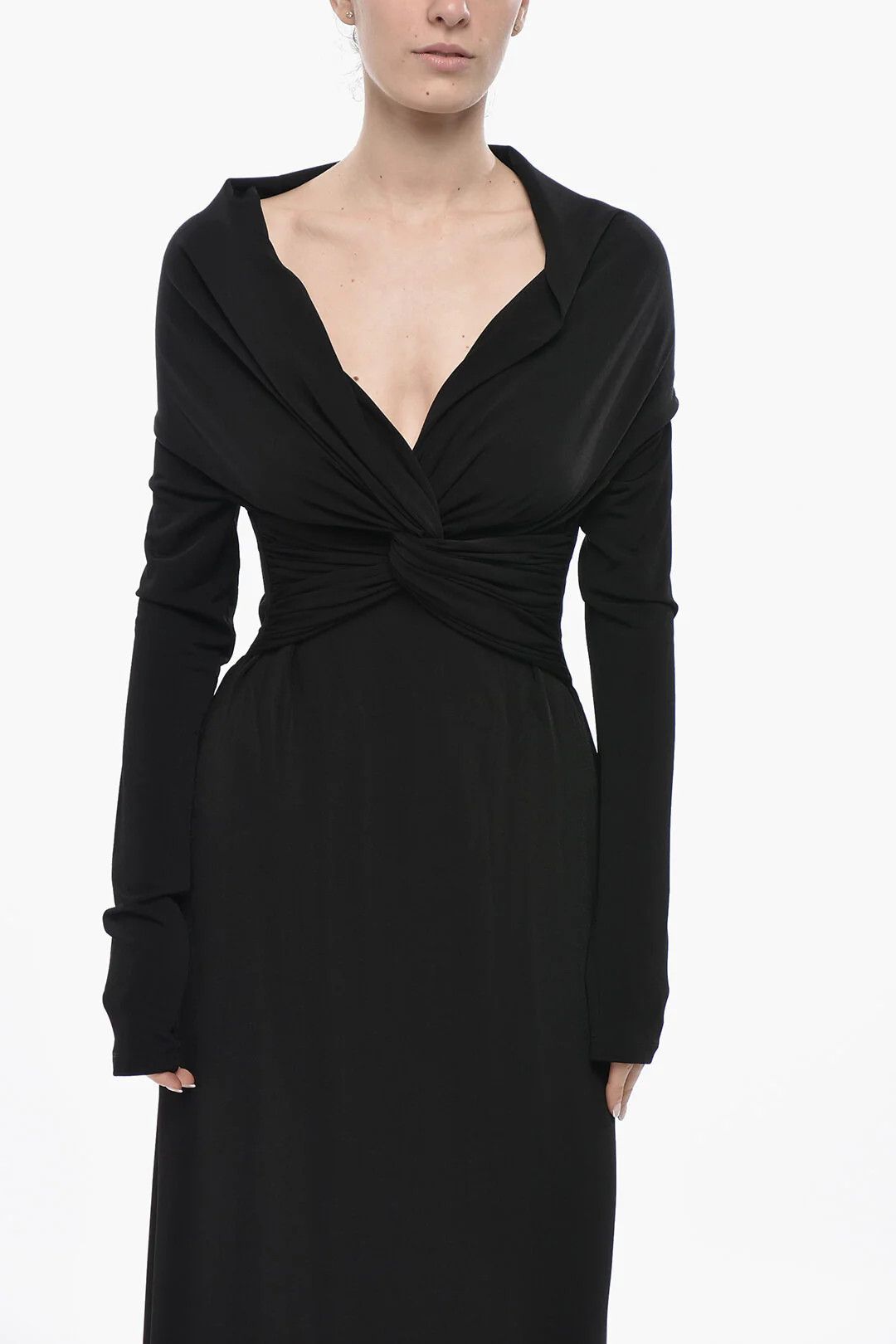 KHAITE og1mm0426 Viscose Flared Dress in Black Size L / US 10 / IT 46 - 4 Thumbnail