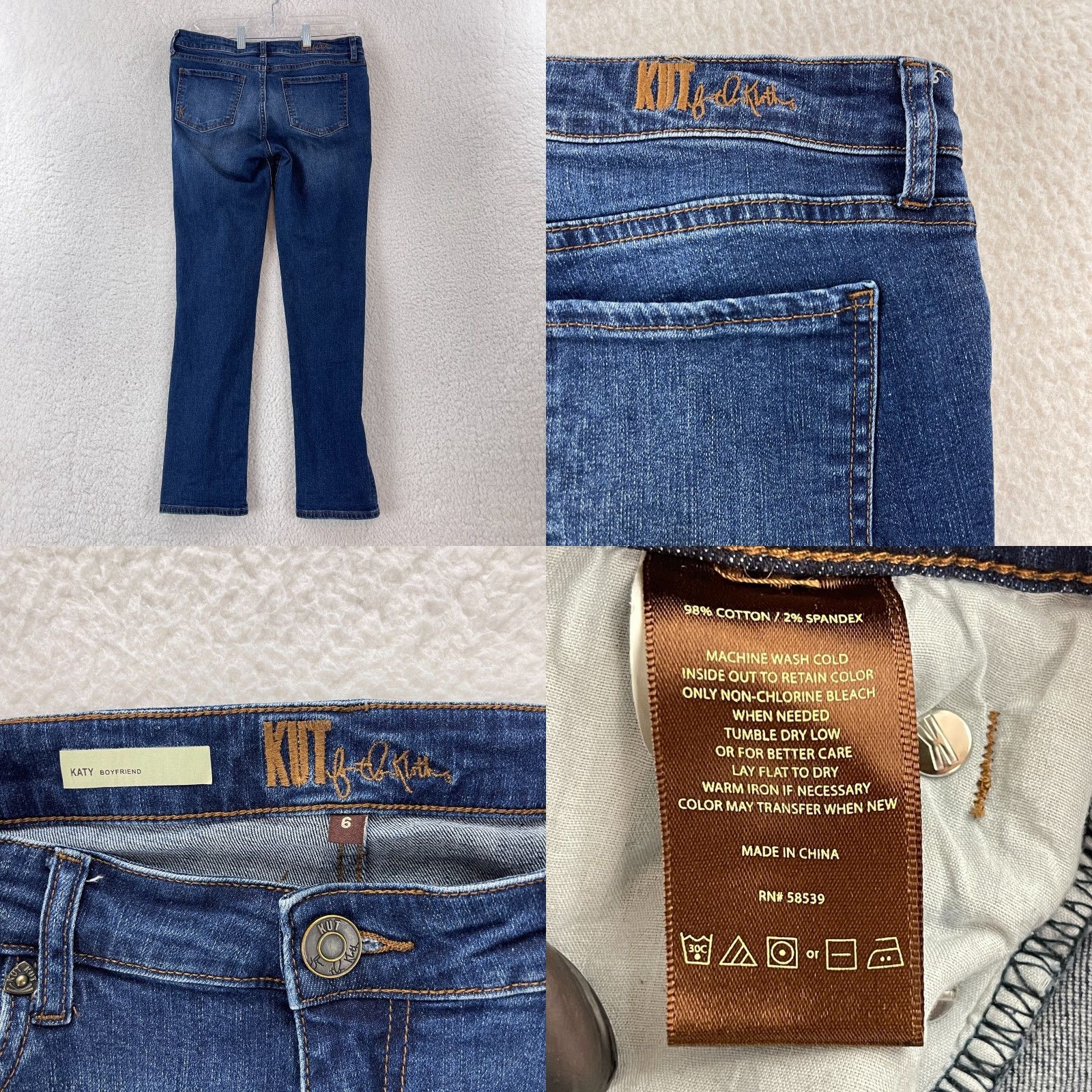 Vintage KUT from the Kloth Katy Boyfriend Jeans Womens Size 6 Blue Denim Mid-Rise Casual Jeans Size 28" / US 6 / IT 42 - 9 Thumbnail