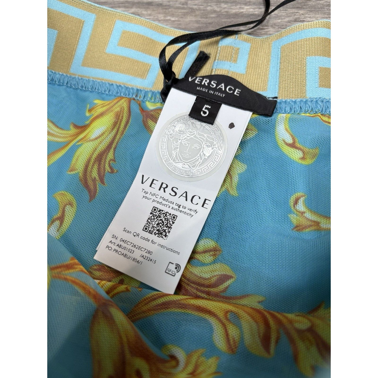 Versace Size 5 - Versace Greca Border Swim Shorts' Blue ' | NEW! Size US 31 - 16 Thumbnail