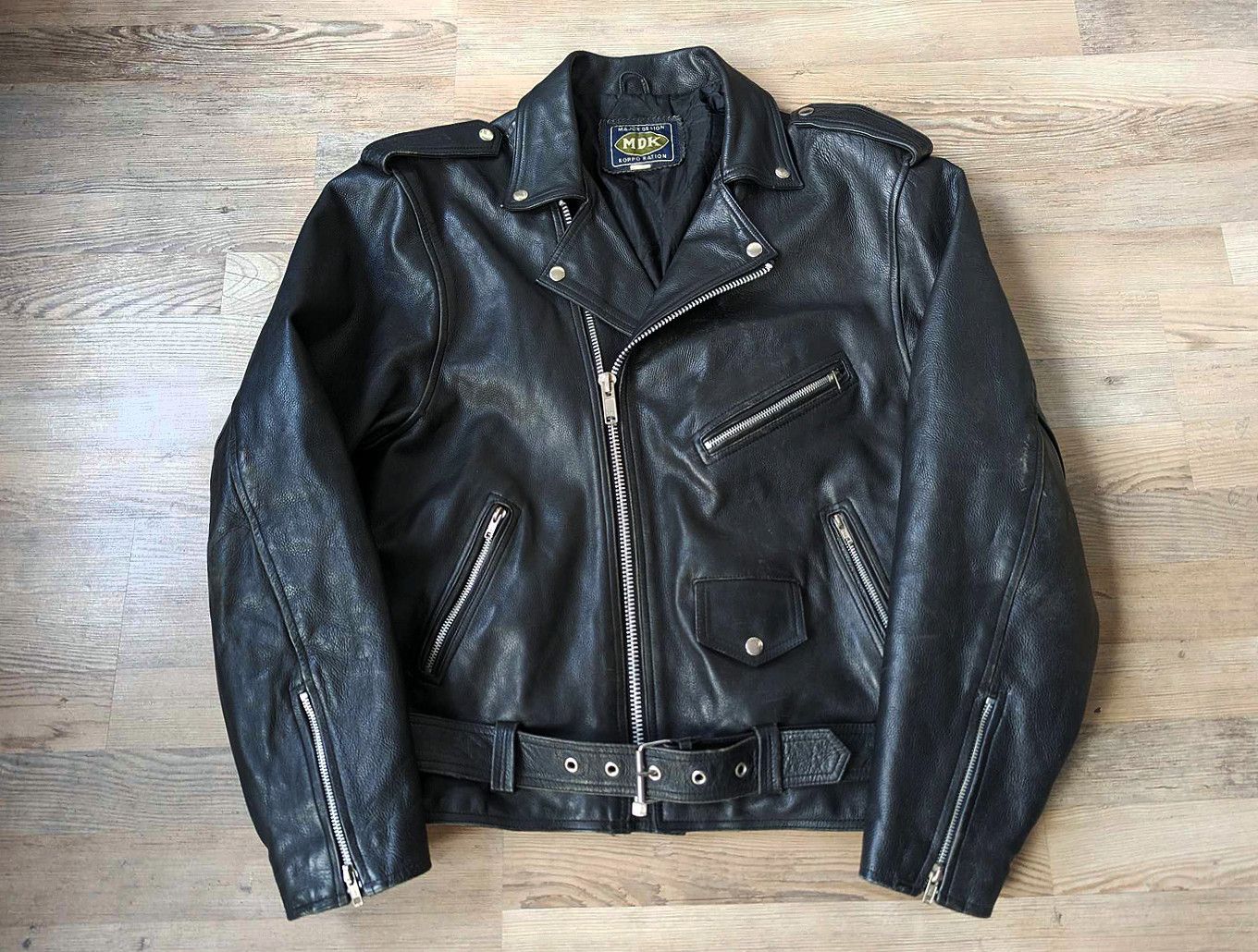 Vintage Vintage MDK Black Real Leather Biker Jacket Perfecto Punk Size US L / EU 52-54 / 3 - 1 Thumbnail