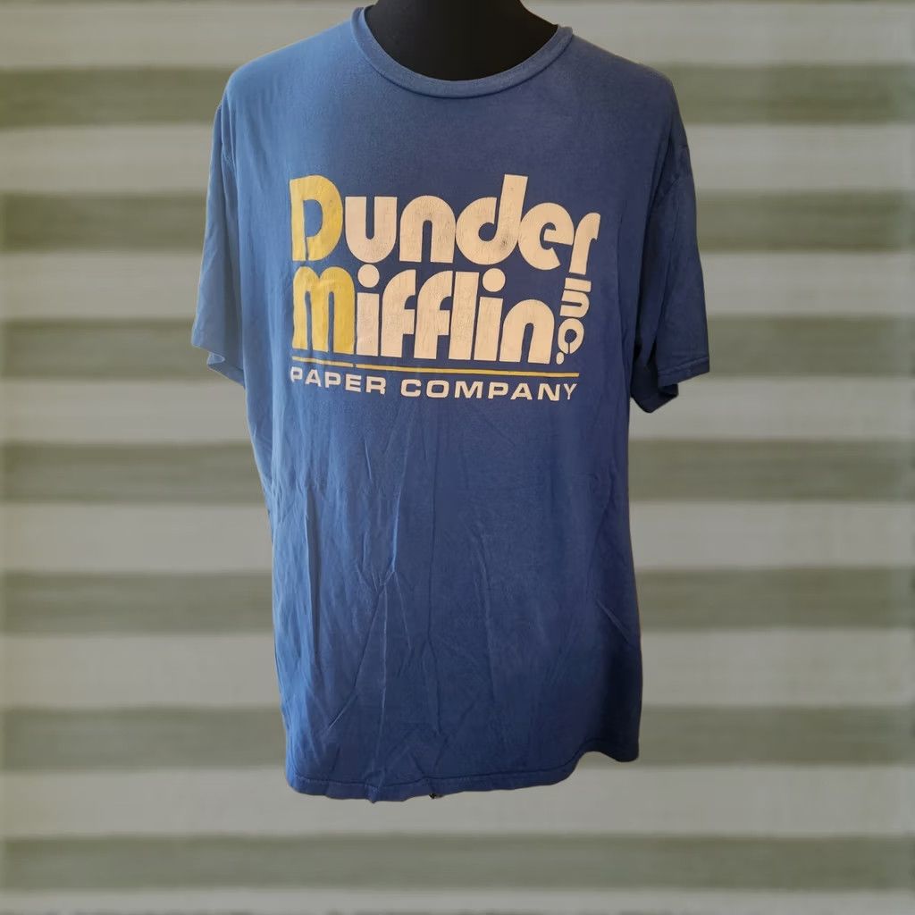 Vintage Dunder Mifflin Paper Company Men's T-Shirt 2XL Blue Short Sleeve The Office Shirt Mens Blue 2XL Logo TV Size US XXL / EU 58 / 5 - 1 Thumbnail