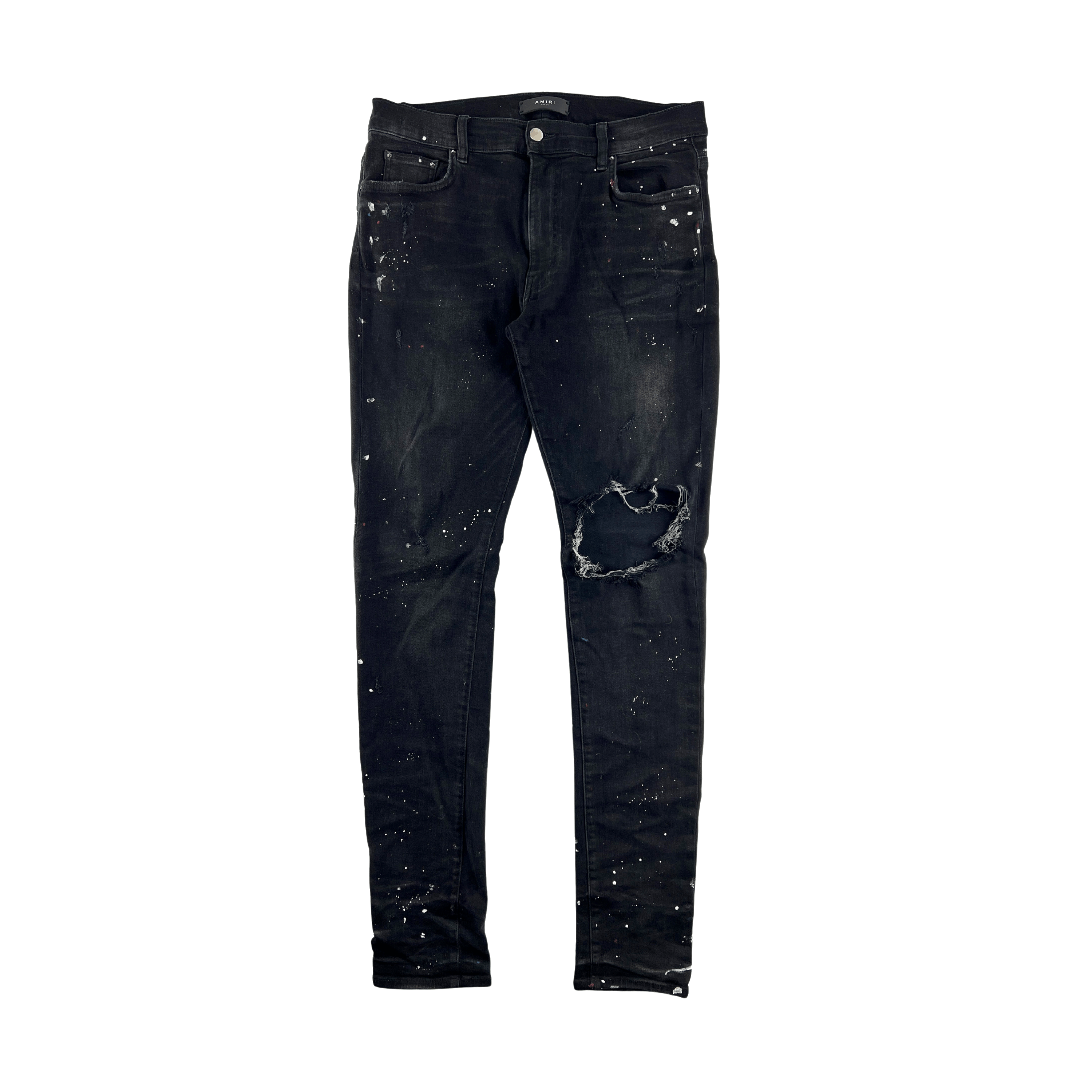 Amiri Amiri Washed Black Paint Distressed Jeans Size US 34 / EU 50 - 2 Thumbnail