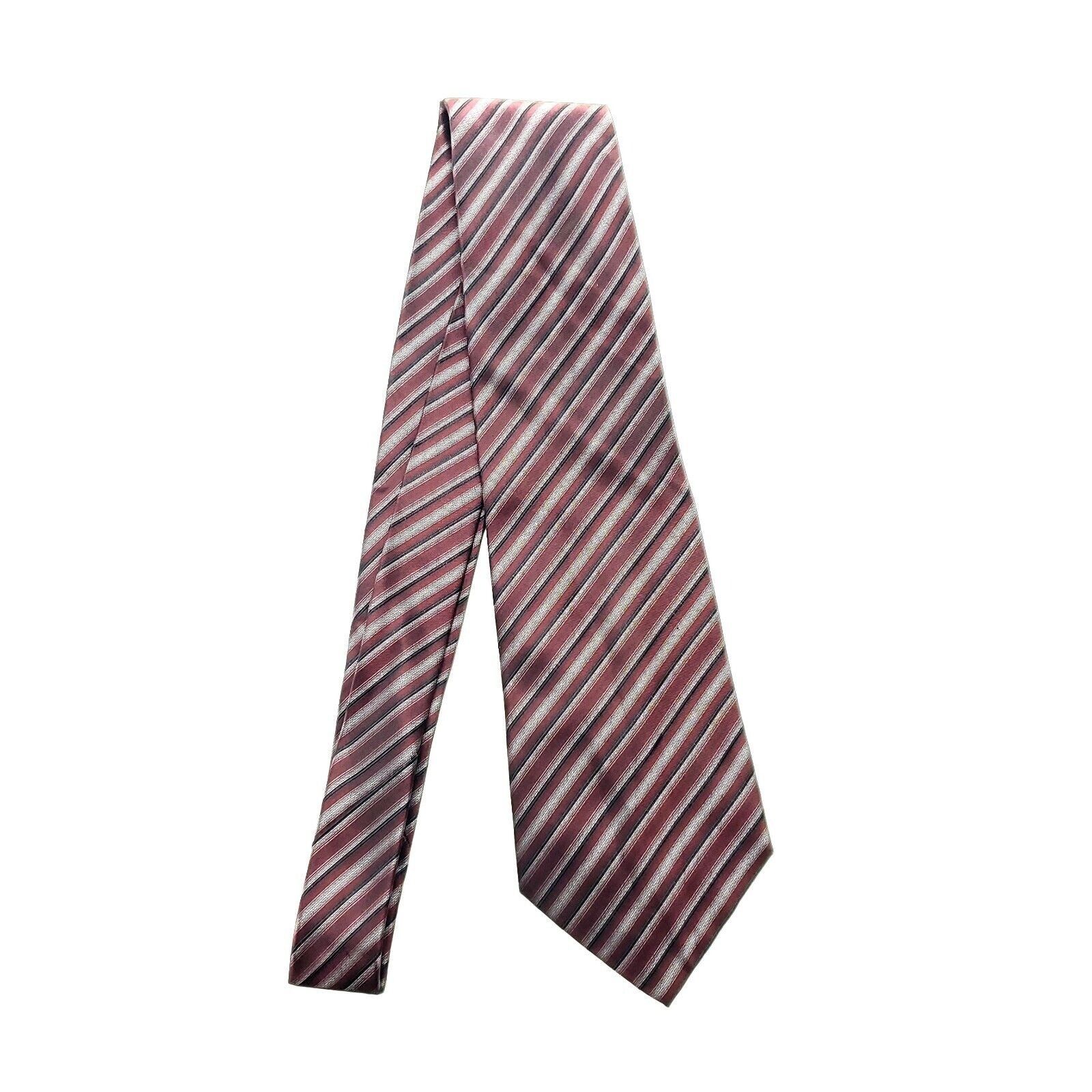 Van Heusen Van Heusen Silk Tie Print Red Striped Stain Resistant Size ONE SIZE - 7 Thumbnail