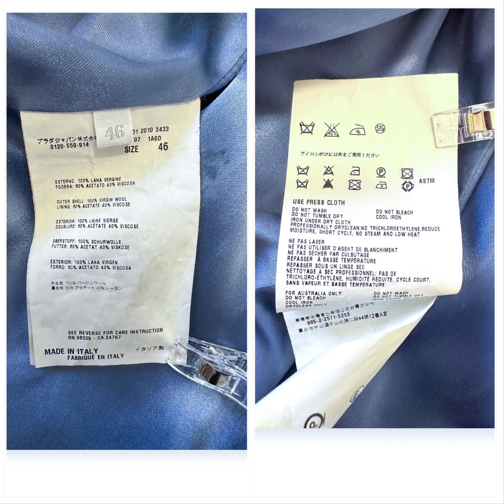 Prada Prada Blue Wool Double Breasted Coat, Size 46 Italy, Hooded Size L / US 10 / IT 46 - 4 Thumbnail