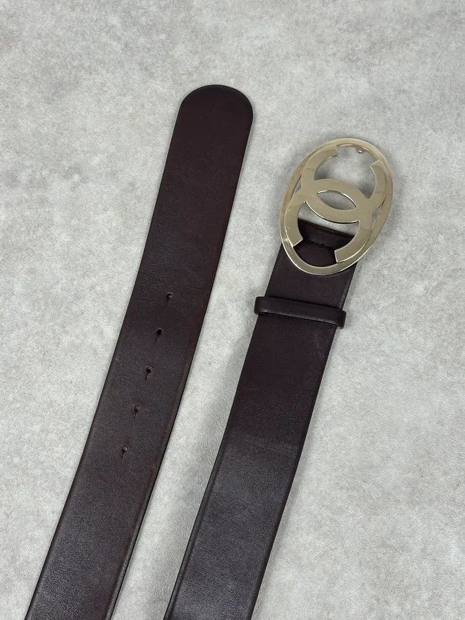 Chanel Chanel Brown Leather Gold-Tone Buckle Belt Size ONE SIZE - 5 Thumbnail