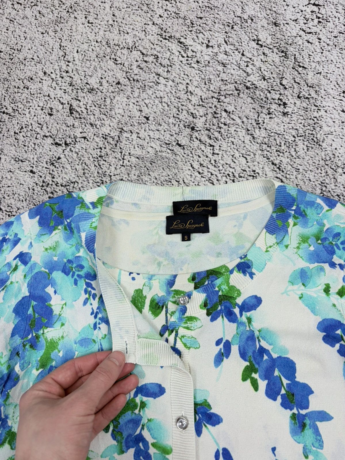 Japanese Brand Luisa Spagnoli Floral Knit Twin Set Cardigan Top Italy S Size S / US 4 / IT 40 - 6 Thumbnail